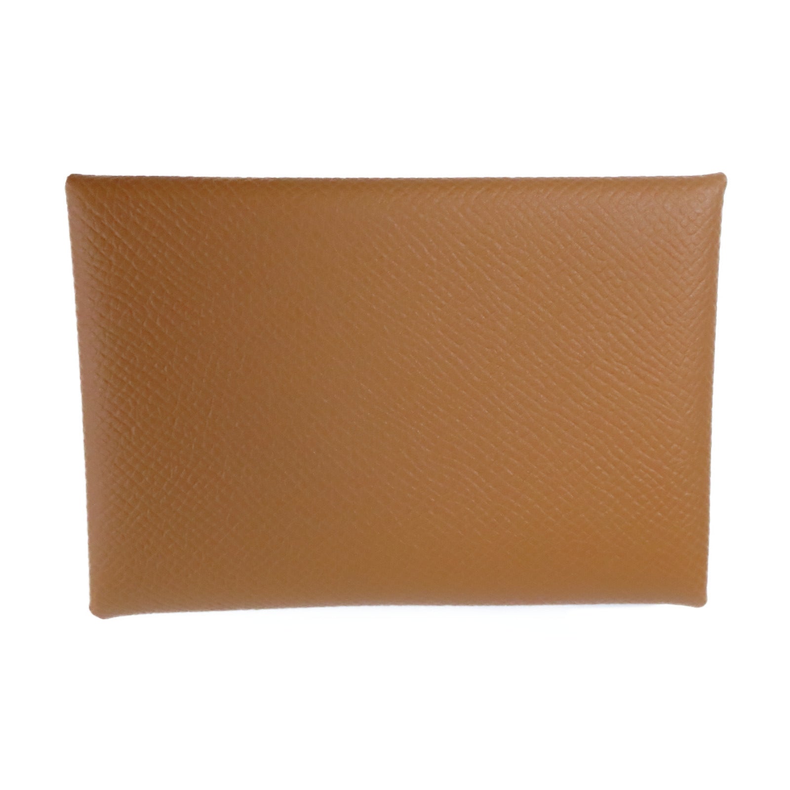 HERMES Epsom皮革Calvi Duo銀扣卡片套經典駝色
