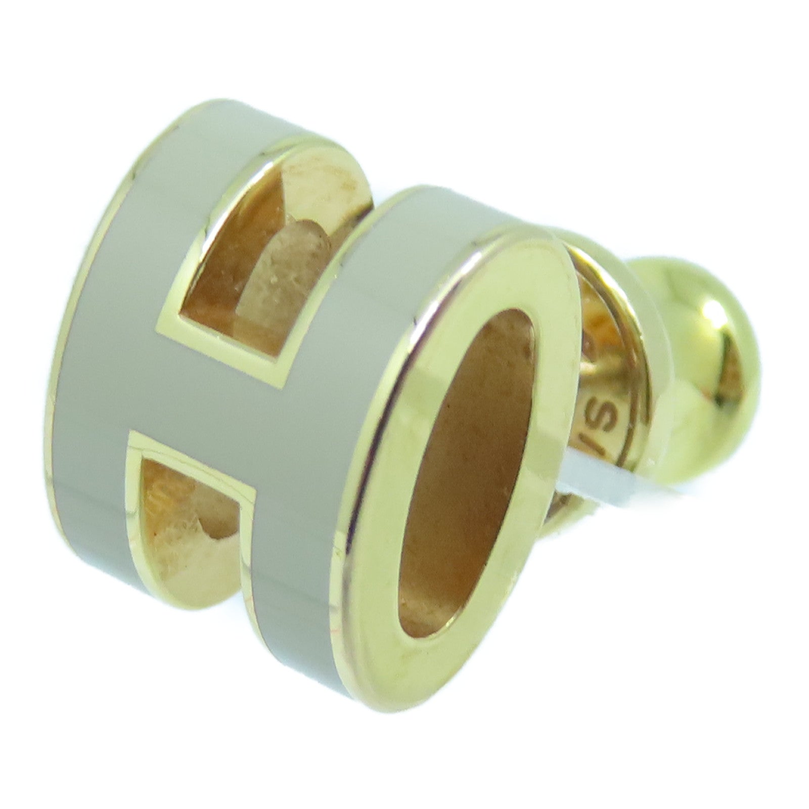 HERMES 金属Pop H耳环灰色金色