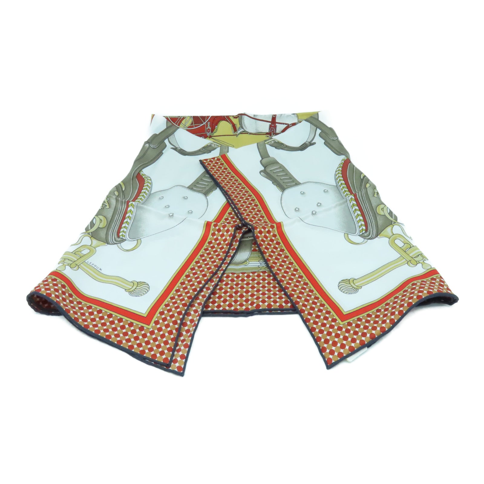 HERMES 丝质Scarf丝巾啡色/白色/米色