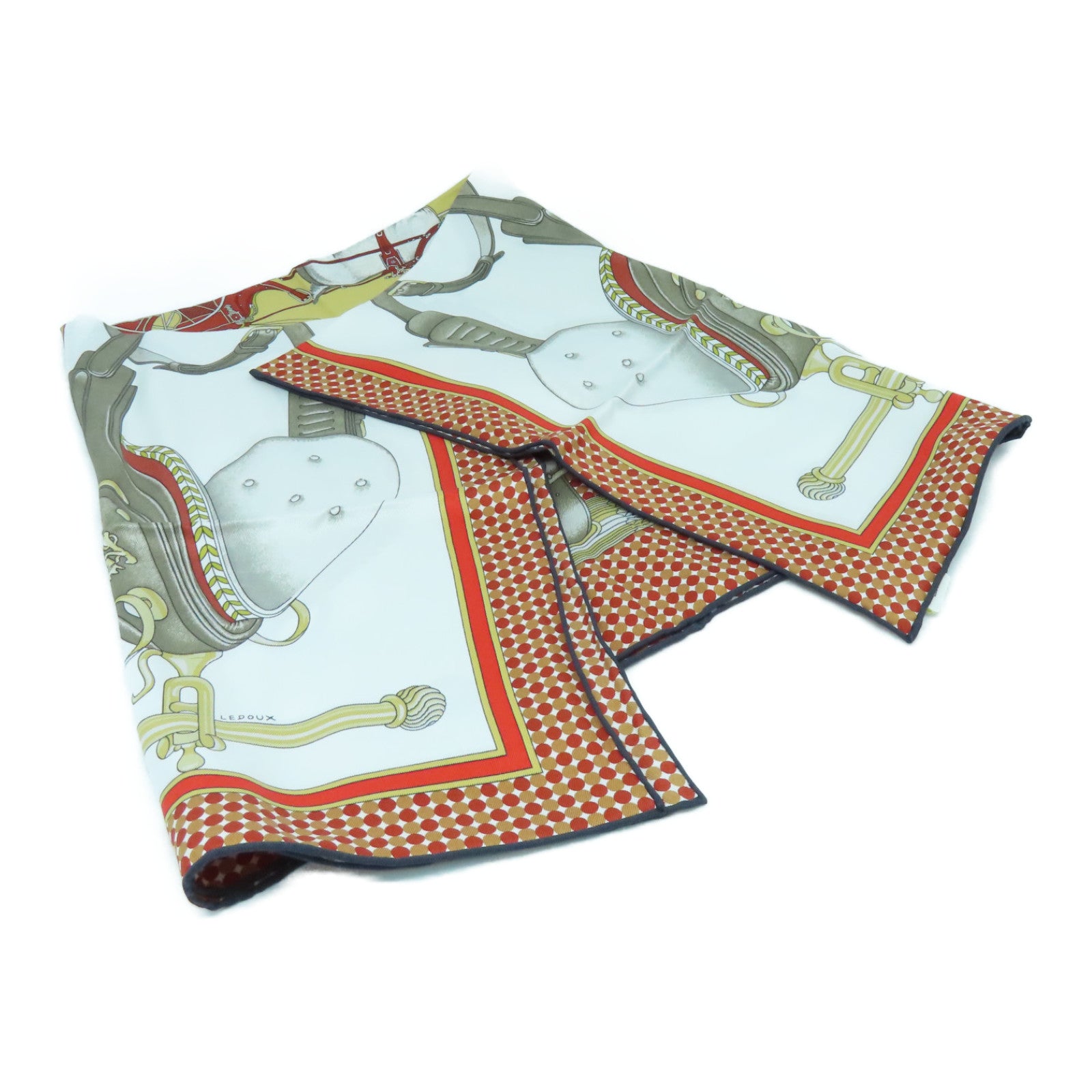 HERMES 丝质Scarf丝巾啡色/白色/米色