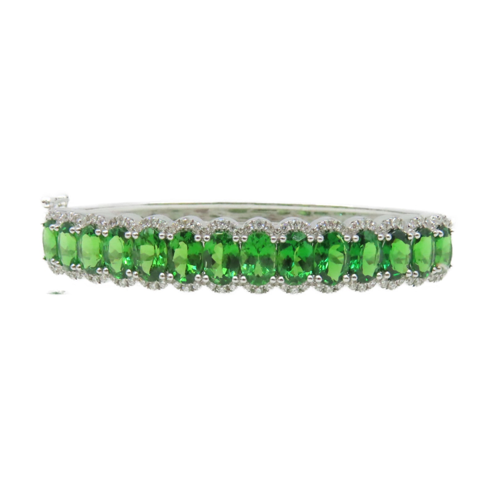JEWELRY 18K白金/6.98ct沙弗萊寶石/0.465ct鑽石Tsavorite Diamond Bracelet手鐲