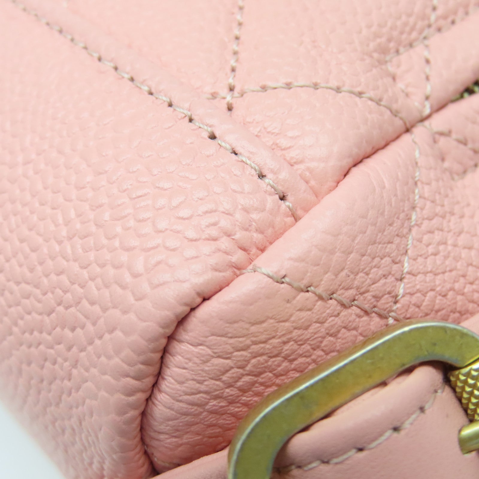 CHANEL 菱格牛皮皮革Backpack金扣背包粉紅色