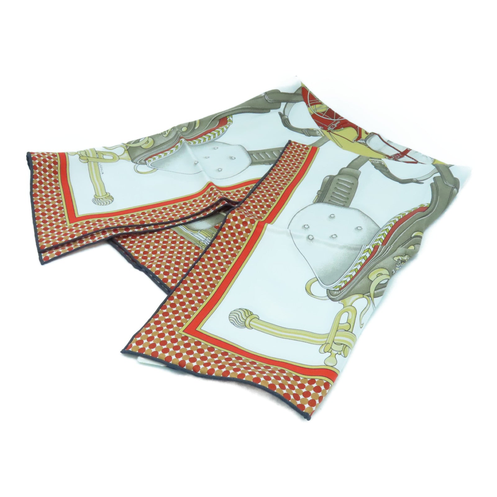 HERMES 丝质Scarf丝巾啡色/白色/米色
