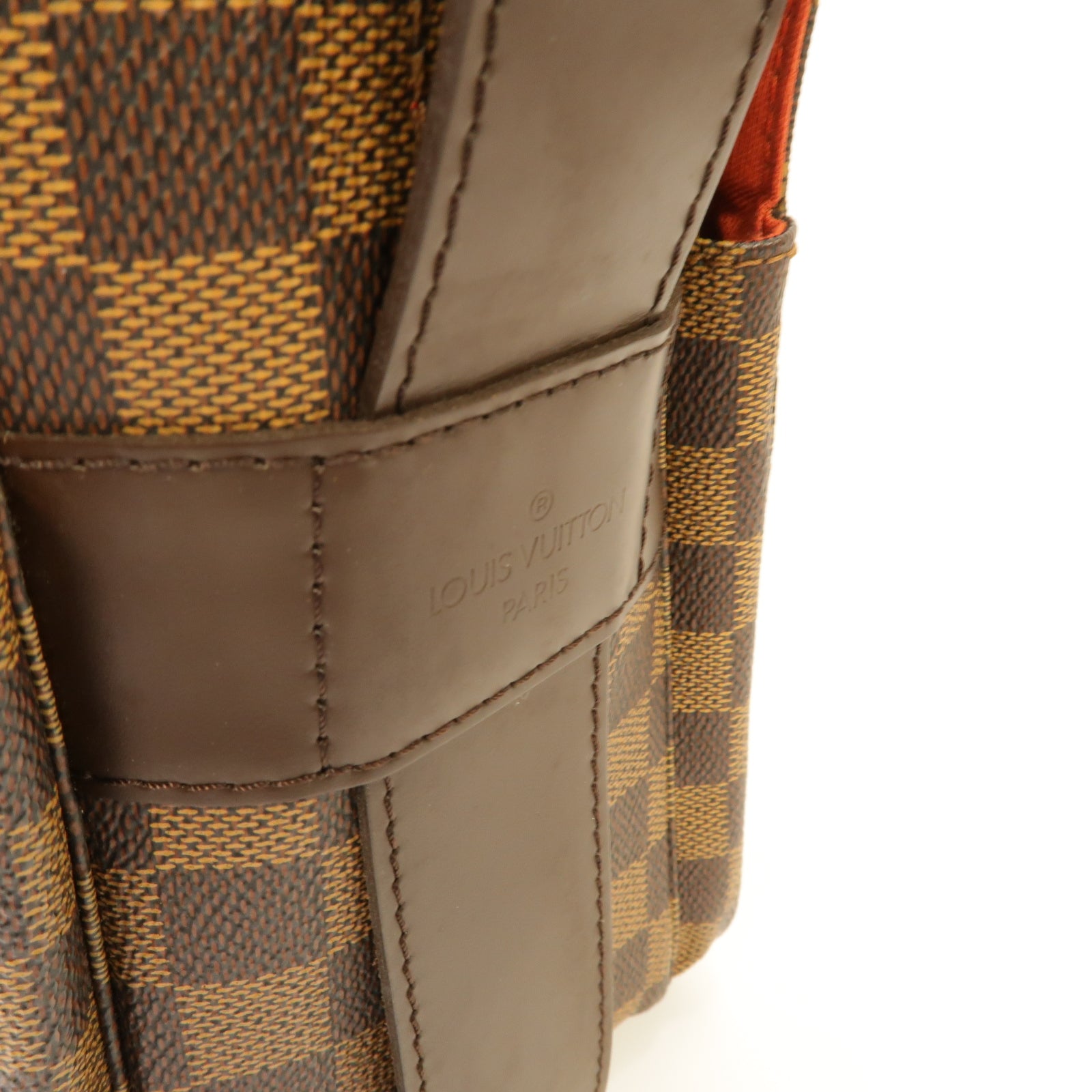 LOUIS VUITTON Damier Naviglio金扣肩背袋棕色