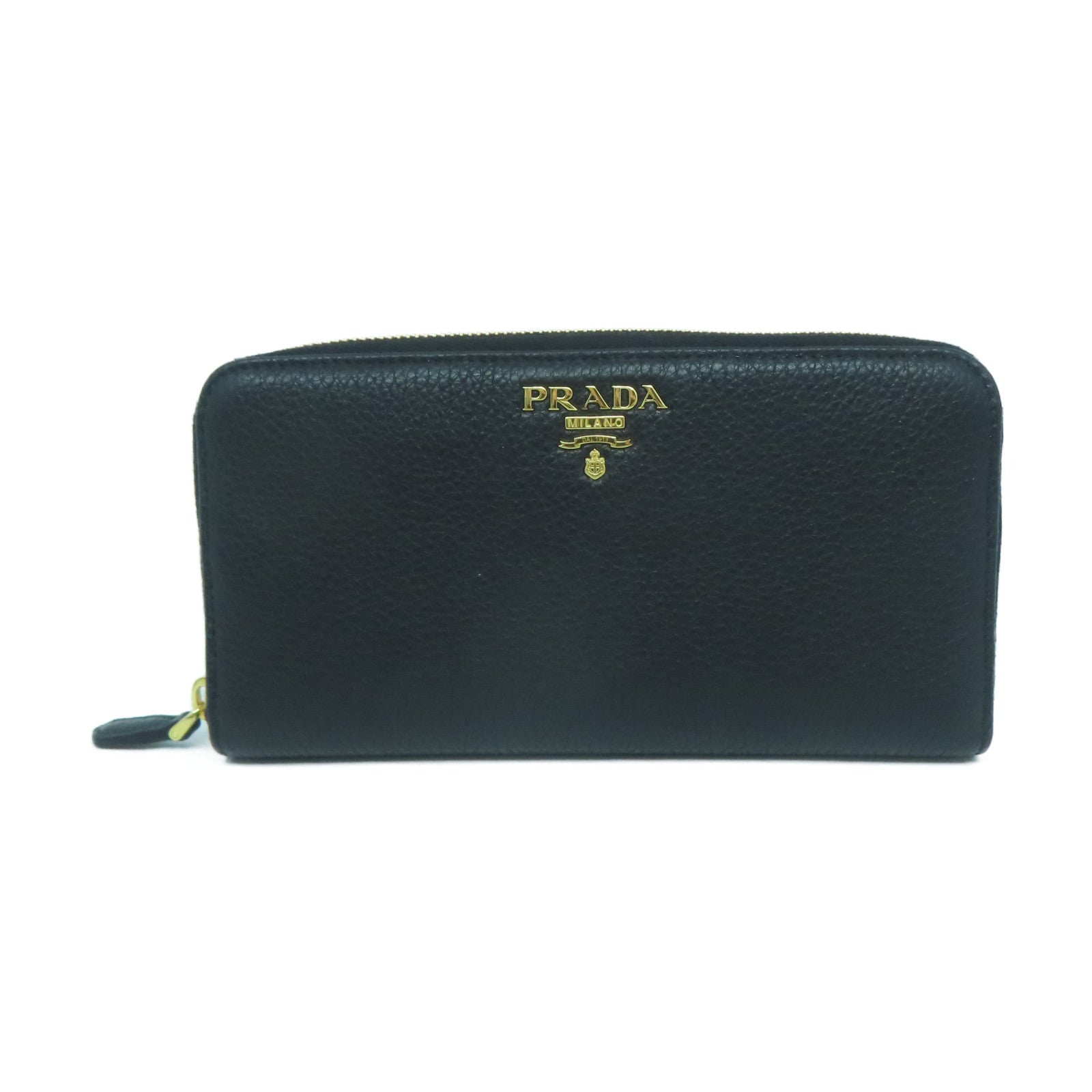 PRADA 牛皮皮革Long wallet金扣長錢包黑色