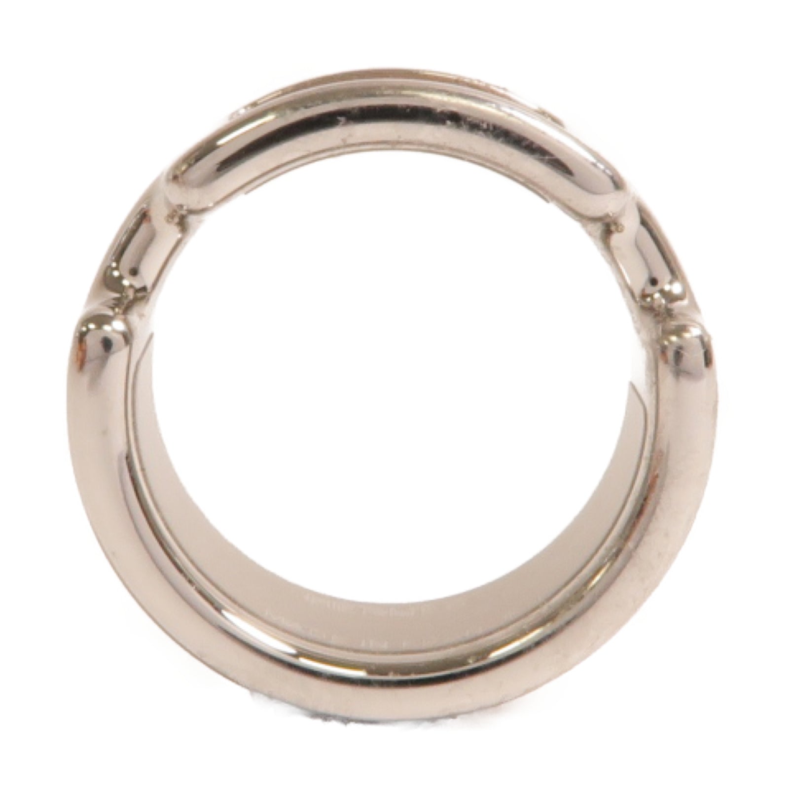 HERMES Madame皮革/金屬Olympe Ring戒指銀色/Gold經典駝色US#7.25