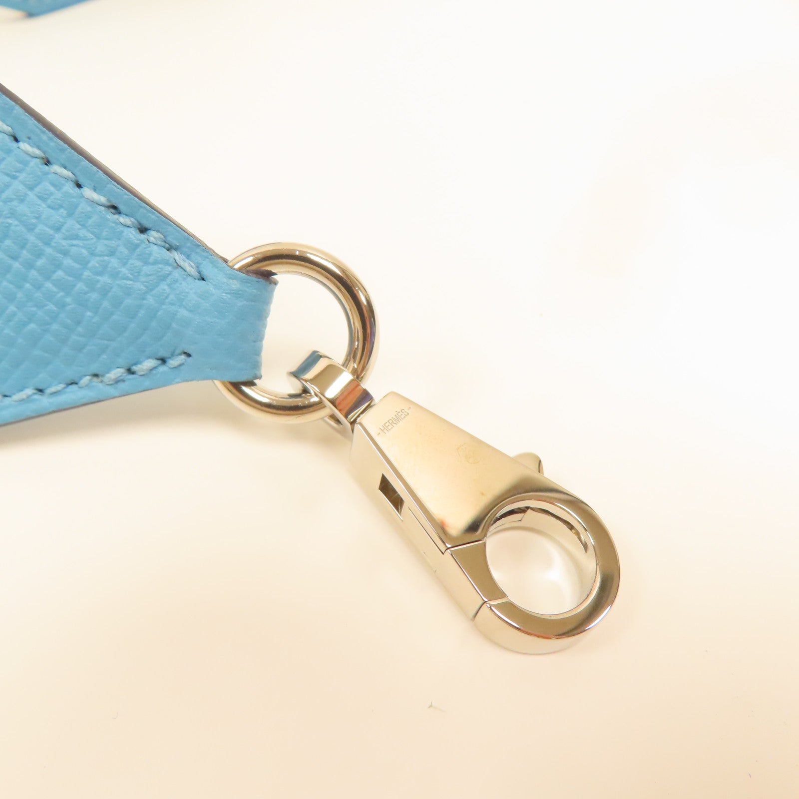 HERMES Veau Epsom皮革Strap銀扣肩帶北方藍色
