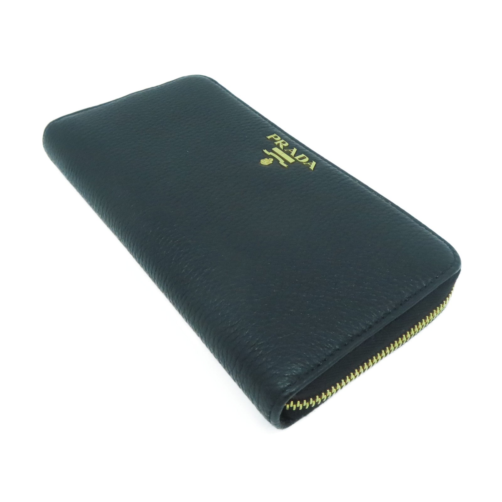 PRADA 牛皮皮革Long wallet金扣長錢包黑色