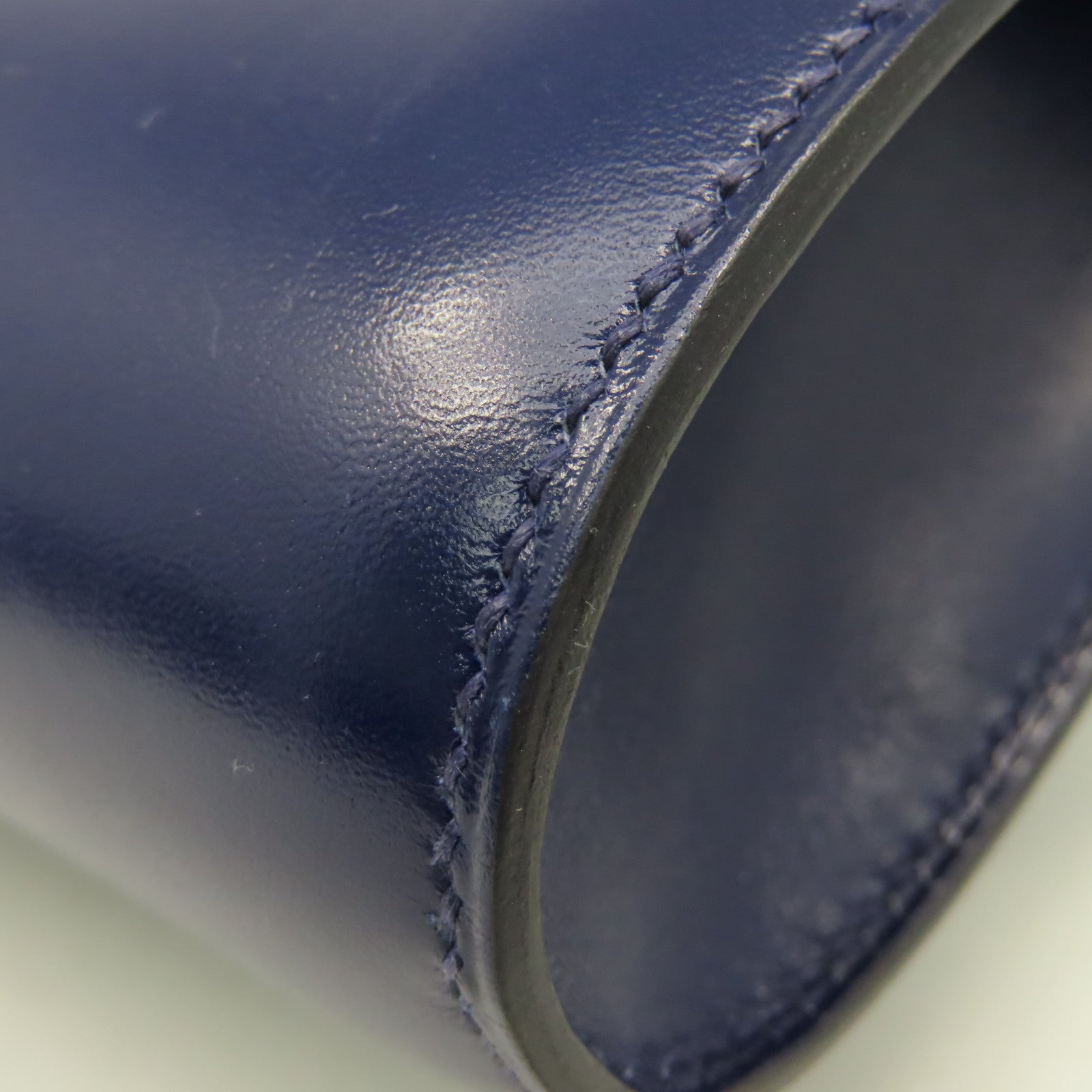 HERMES BoxCalfskin皮革Egee Clutch銀扣手拿包Navy深藍色