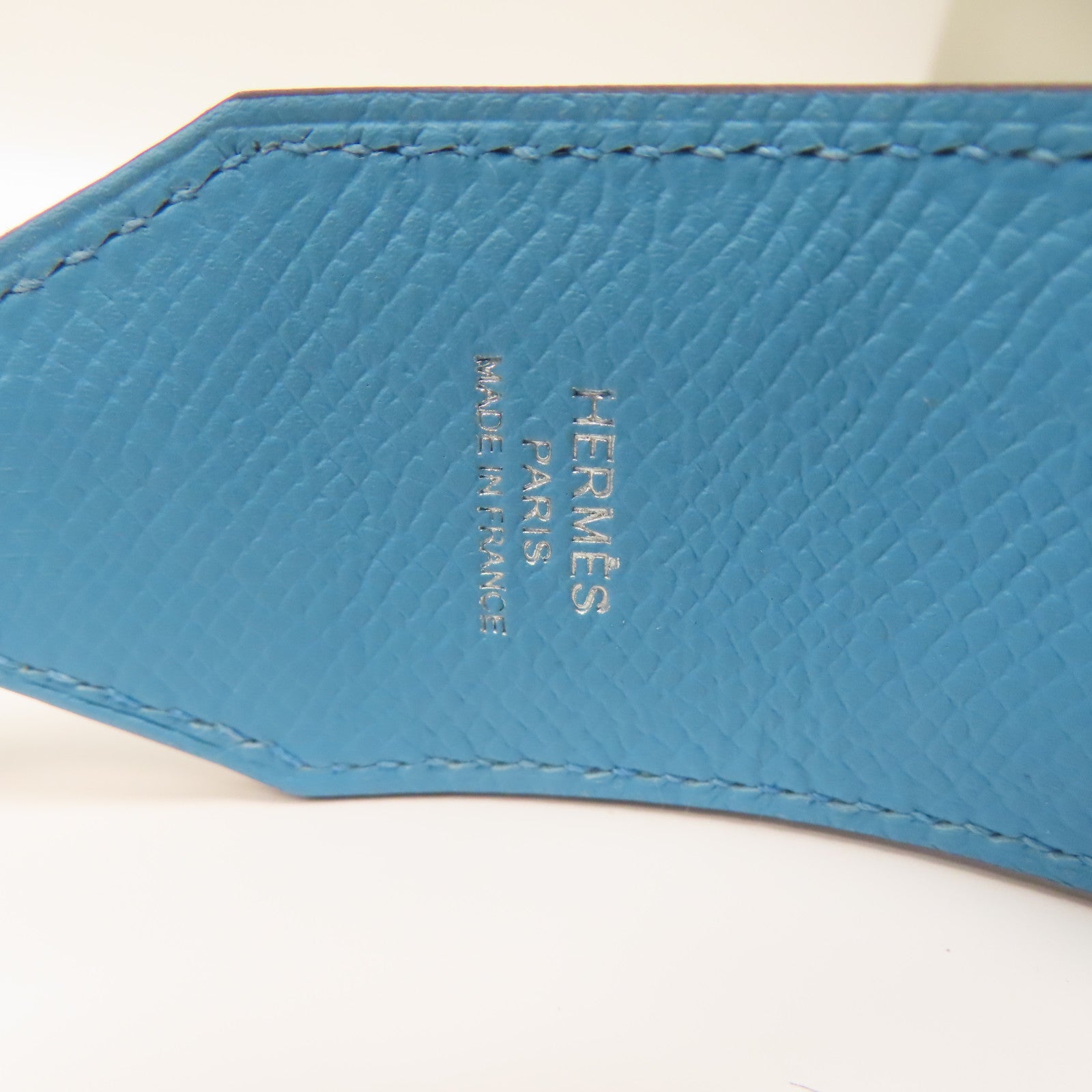 HERMES Veau Epsom皮革Strap銀扣肩帶北方藍色
