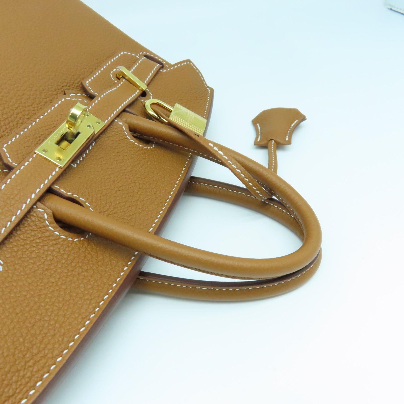 HERMES Clemence皮革Birkin 25金扣手挽袋Gold/啡色
