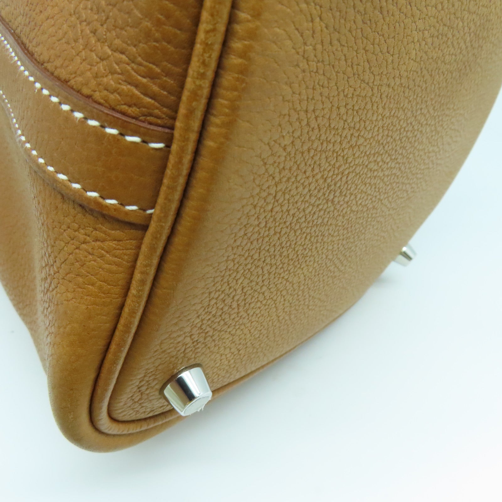HERMES Barenia皮革Picotin PM银扣手挽袋啡色
