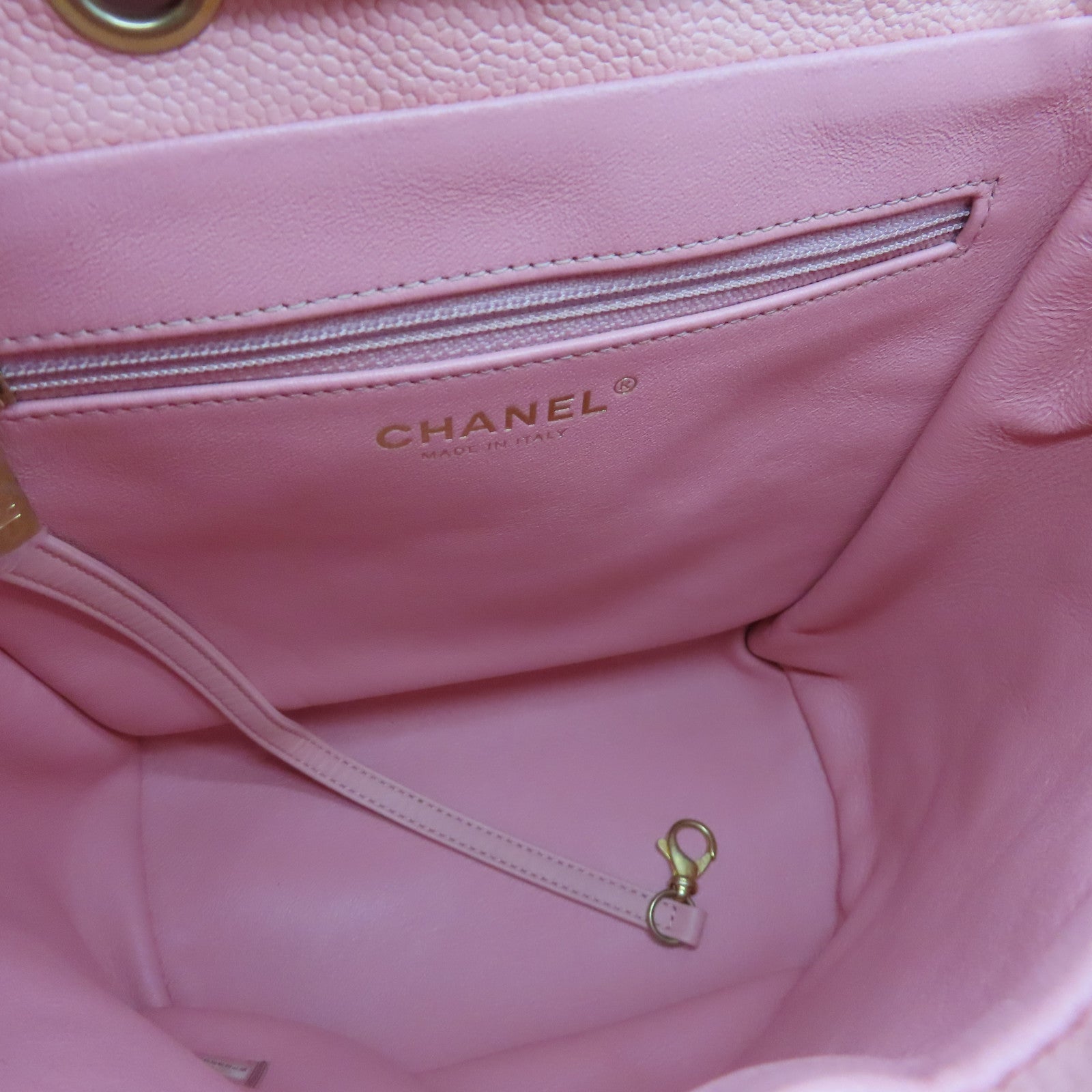 CHANEL 菱格牛皮皮革Backpack金扣背包粉紅色