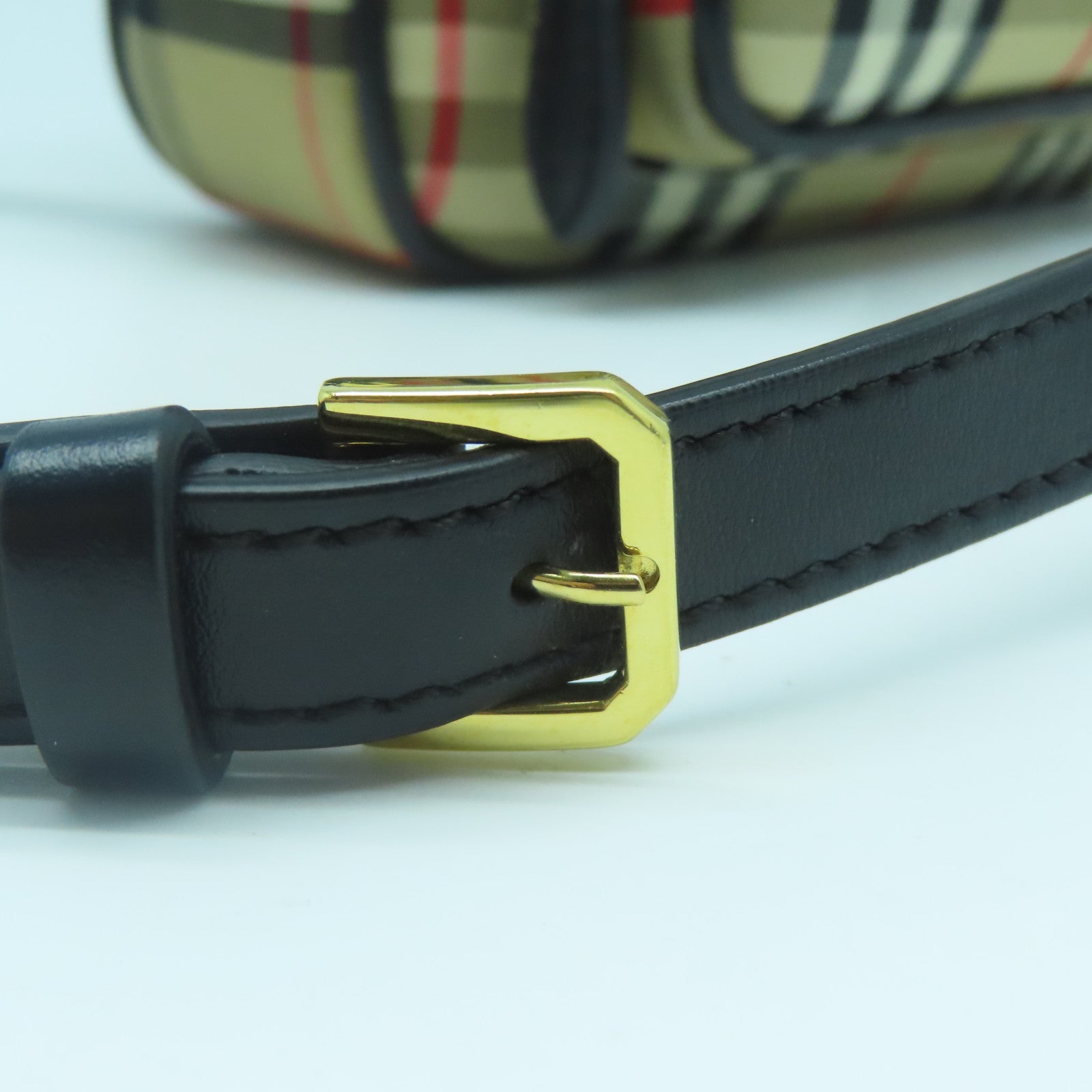 BURBERRY 帆布Chain Shoulder金扣鏈帶肩背袋啡色