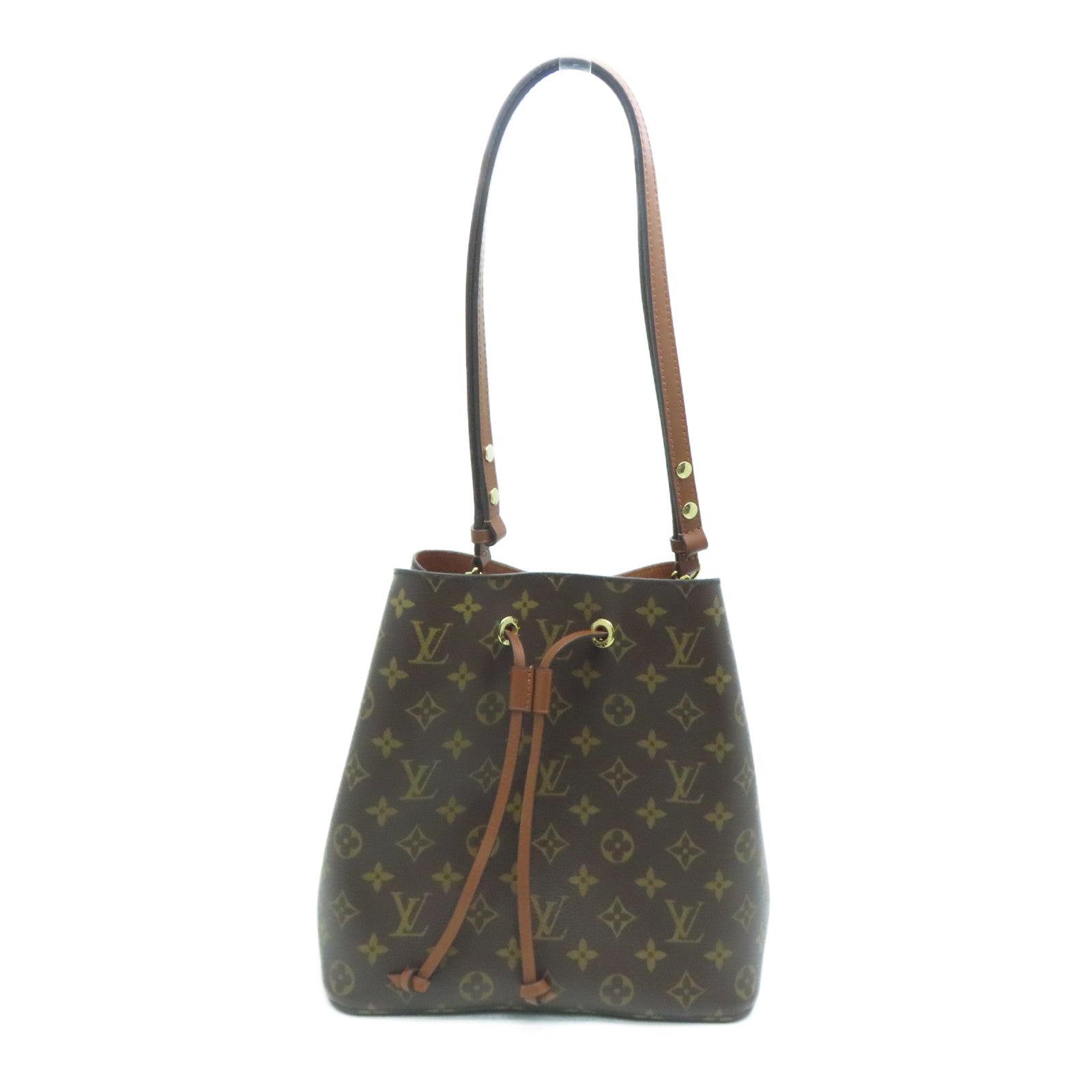 LOUIS VUITTON Monogram NoeNoe MM Gold Buckle Shoulder Bag Brown