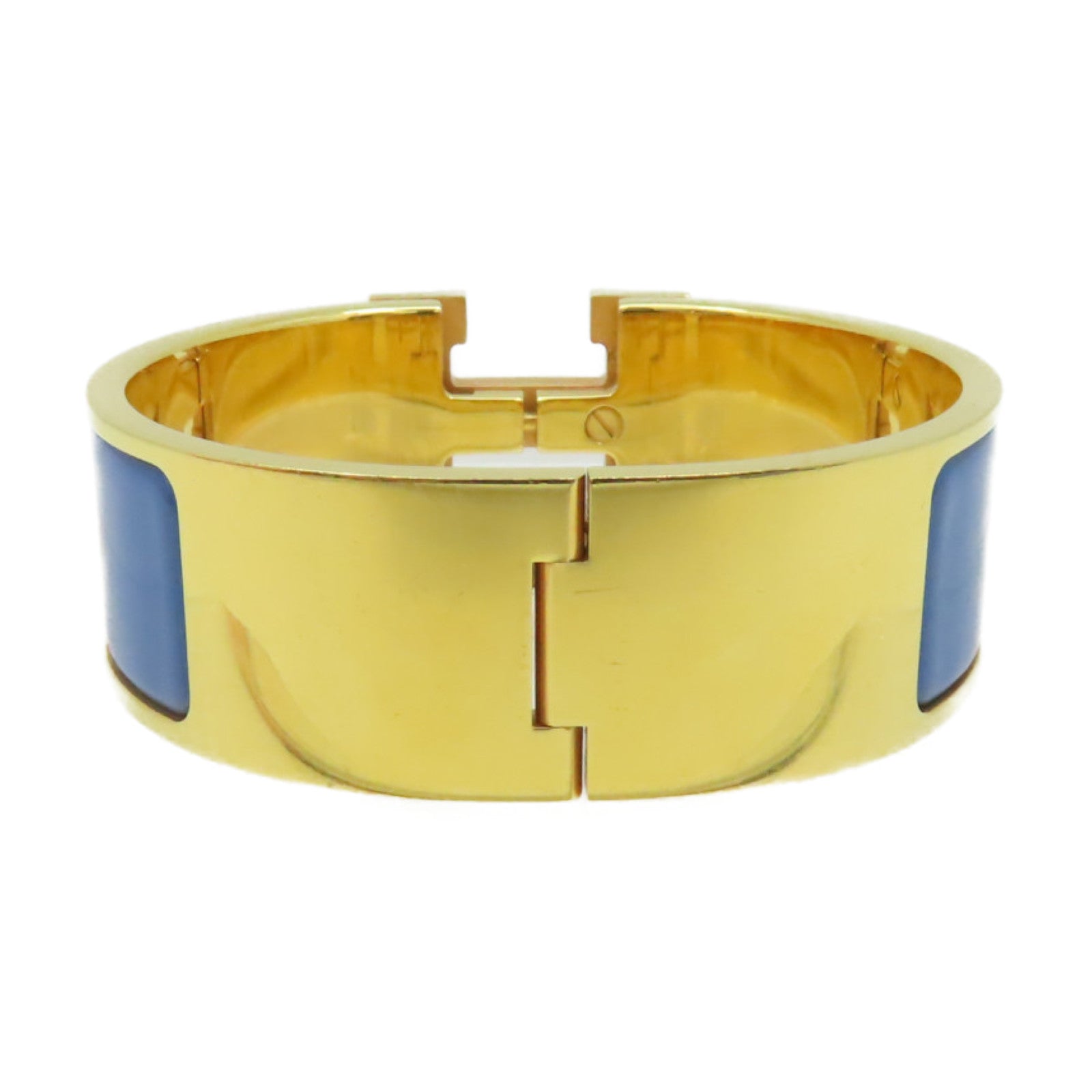HERMES 金屬/琺瑯Clic-Clac H Bracelet手鐲金色/藍色