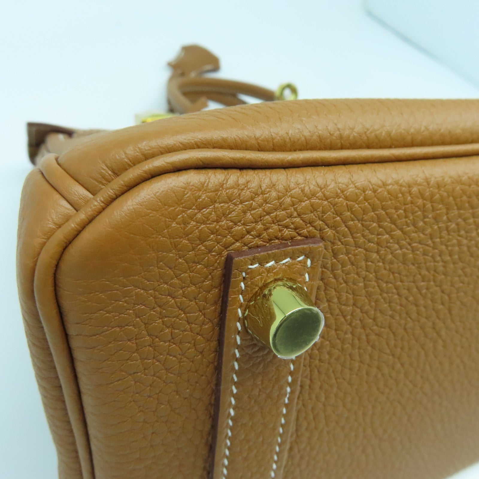 HERMES Clemence皮革Birkin 25金扣手挽袋Gold/啡色