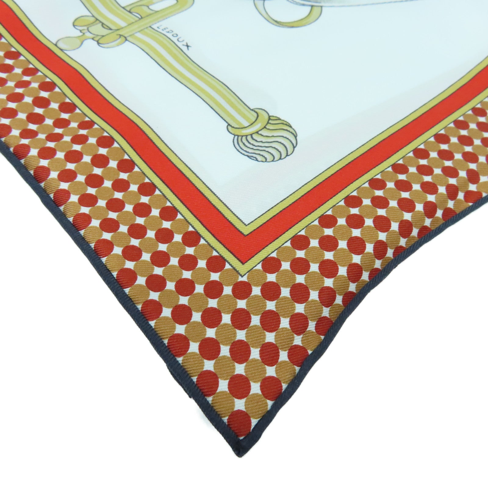 HERMES 丝质Scarf丝巾啡色/白色/米色