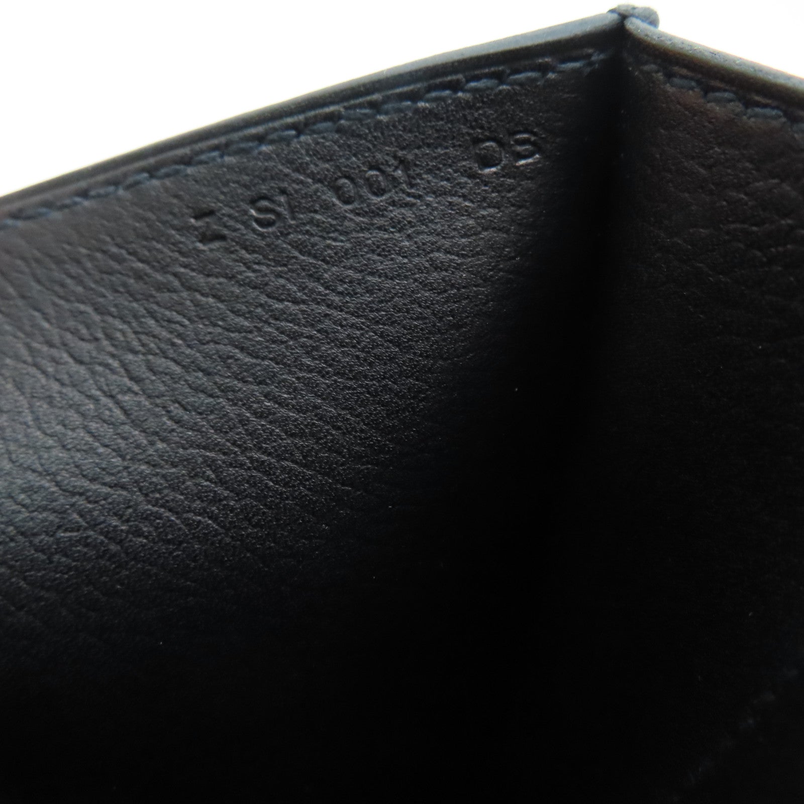 HERMES Evergrain/Evercolor皮革Pochette H Passant銀扣肩背袋藍色/黑色