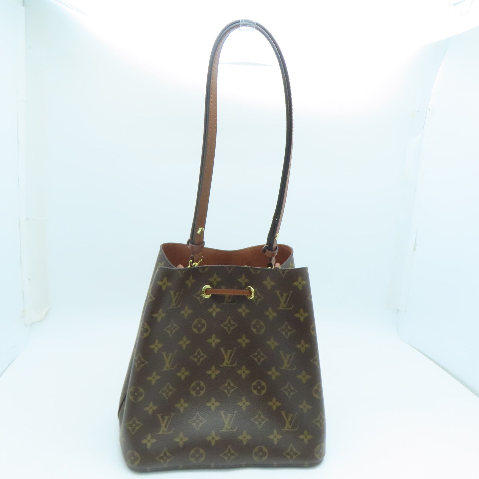 LOUIS VUITTON Monogram NoeNoe MM Gold Buckle Shoulder Bag Brown