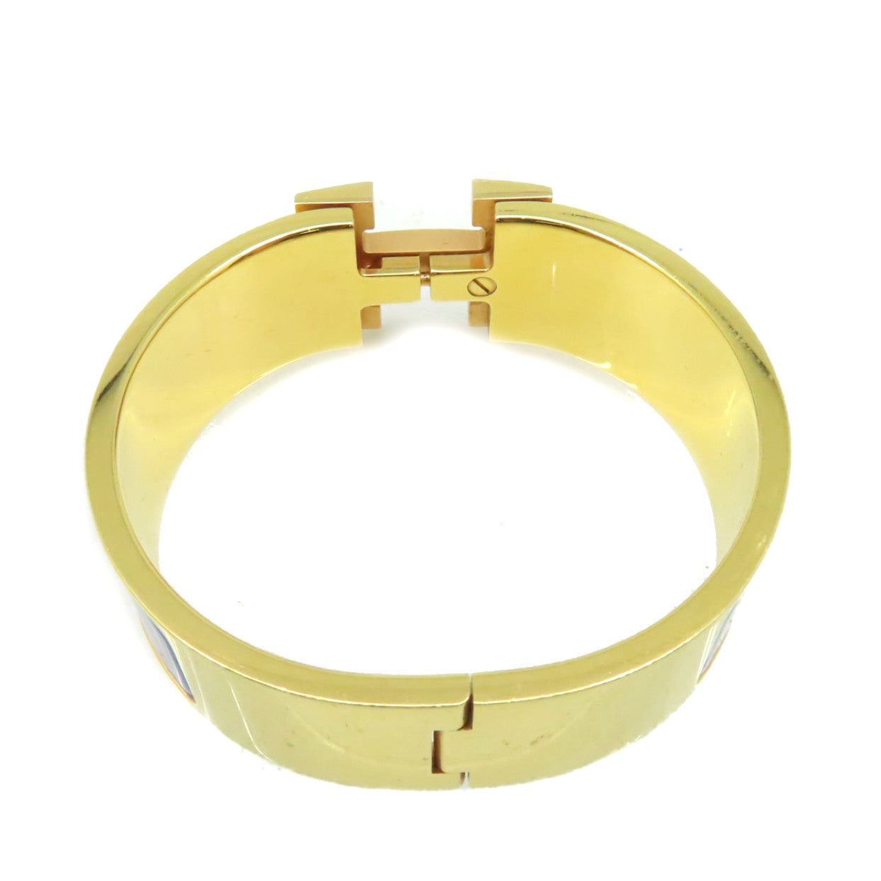 HERMES 金屬/琺瑯Clic-Clac H Bracelet手鐲金色/藍色