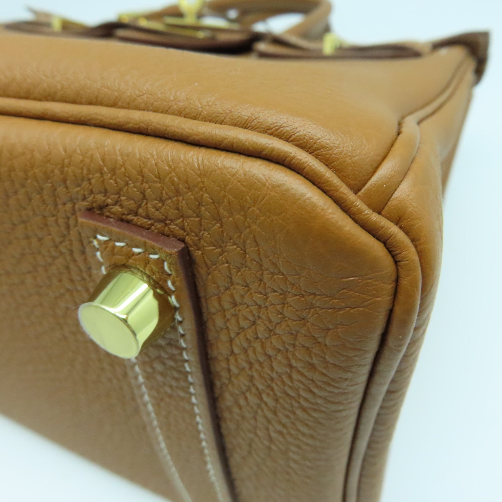 HERMES Clemence皮革Birkin 25金扣手挽袋Gold/啡色