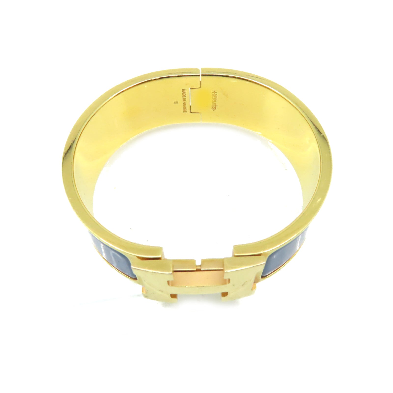 HERMES 金屬/琺瑯Clic-Clac H Bracelet手鐲金色/藍色
