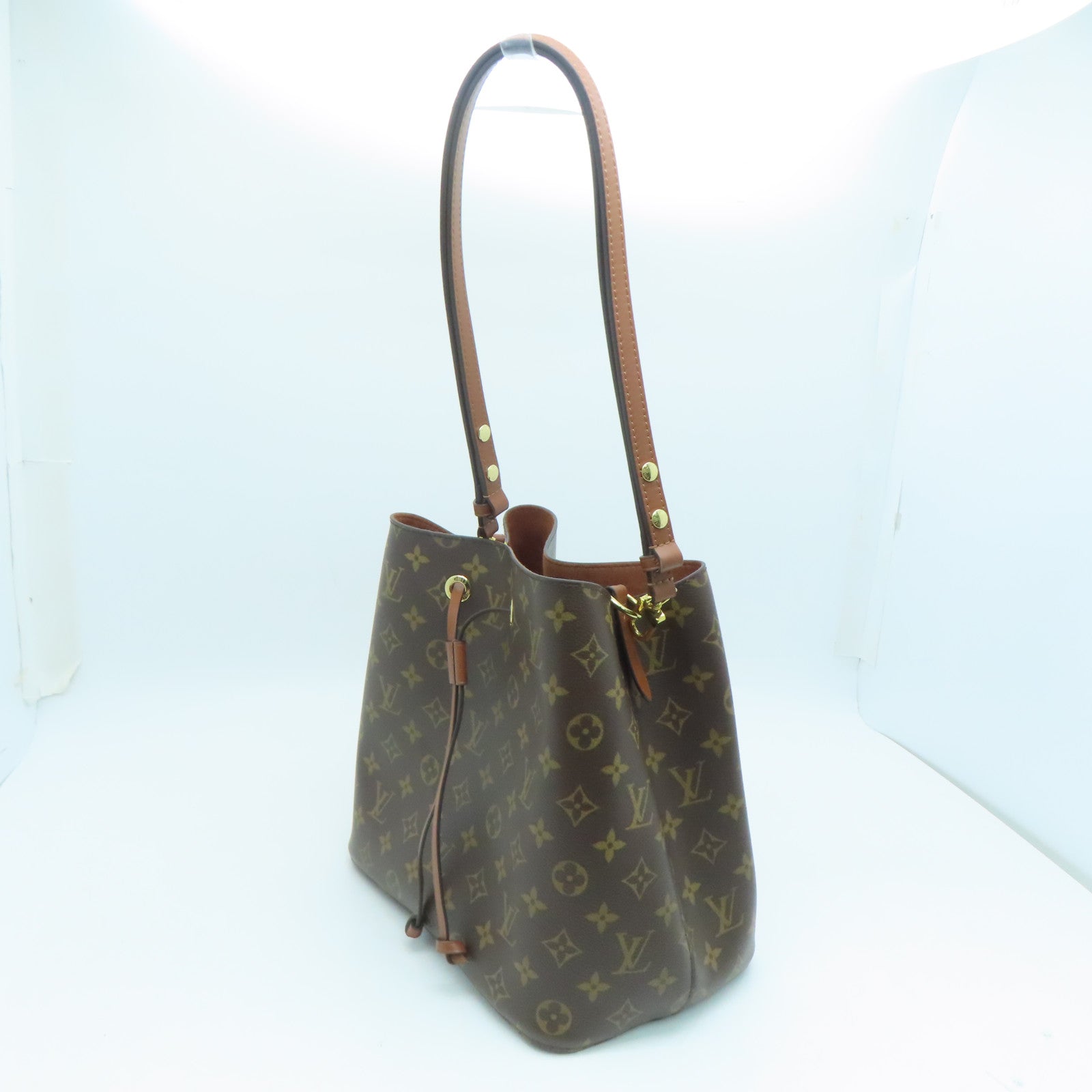 LOUIS VUITTON Monogram NoeNoe MM Gold Buckle Shoulder Bag Brown
