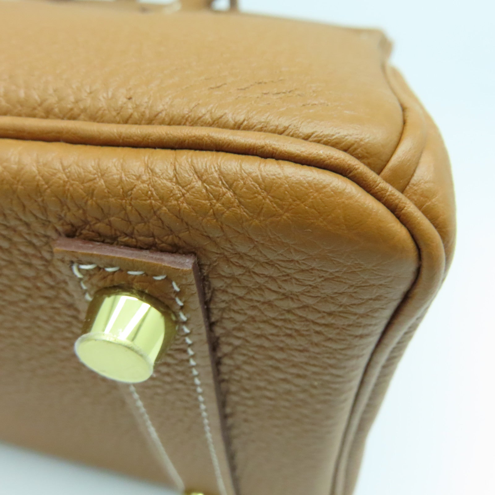 HERMES Clemence皮革Birkin 25金扣手挽袋Gold/啡色