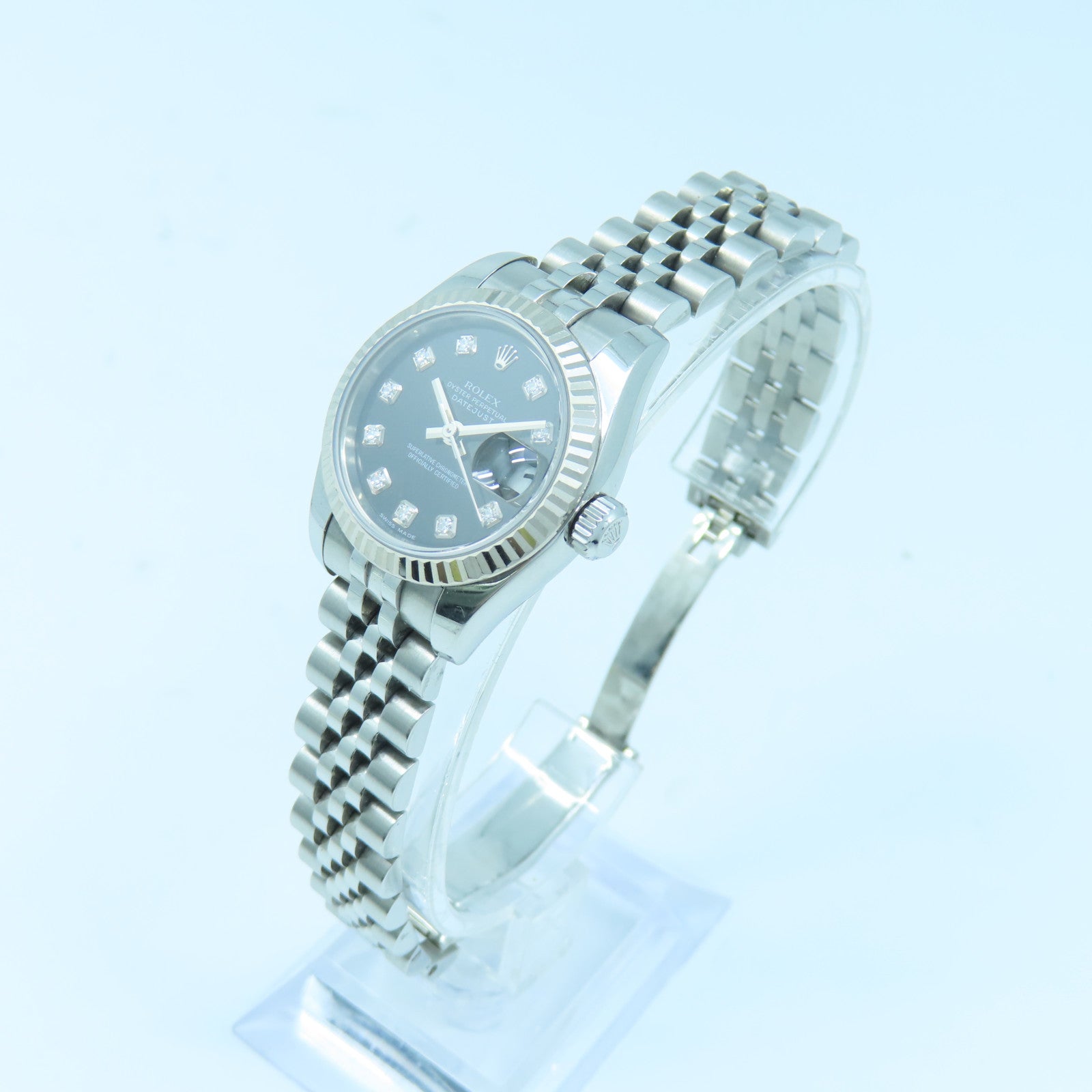 ROLEX Datejust18K白金/不锈钢手表自动机芯黑色