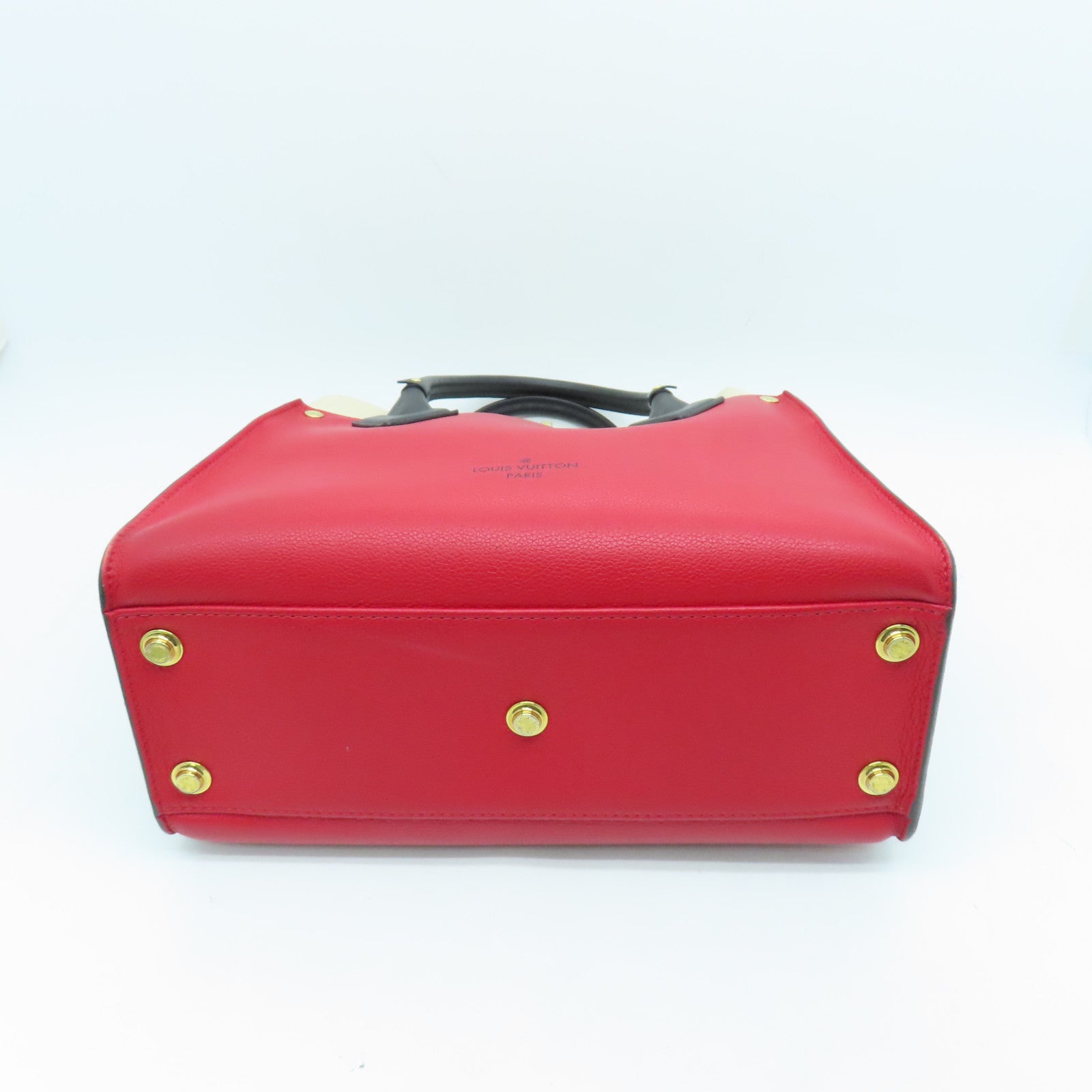 LOUIS VUITTON Monogram On My Side MM金扣肩背袋紅色/米色