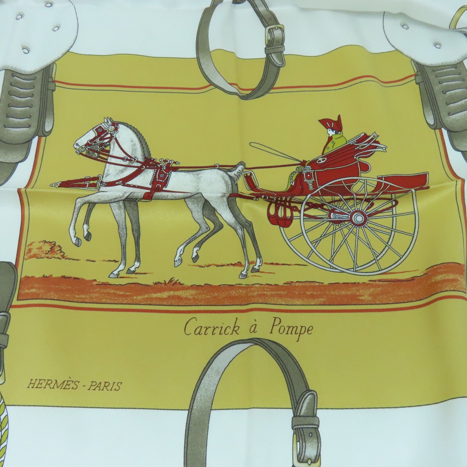 HERMES 丝质Scarf丝巾啡色/白色/米色