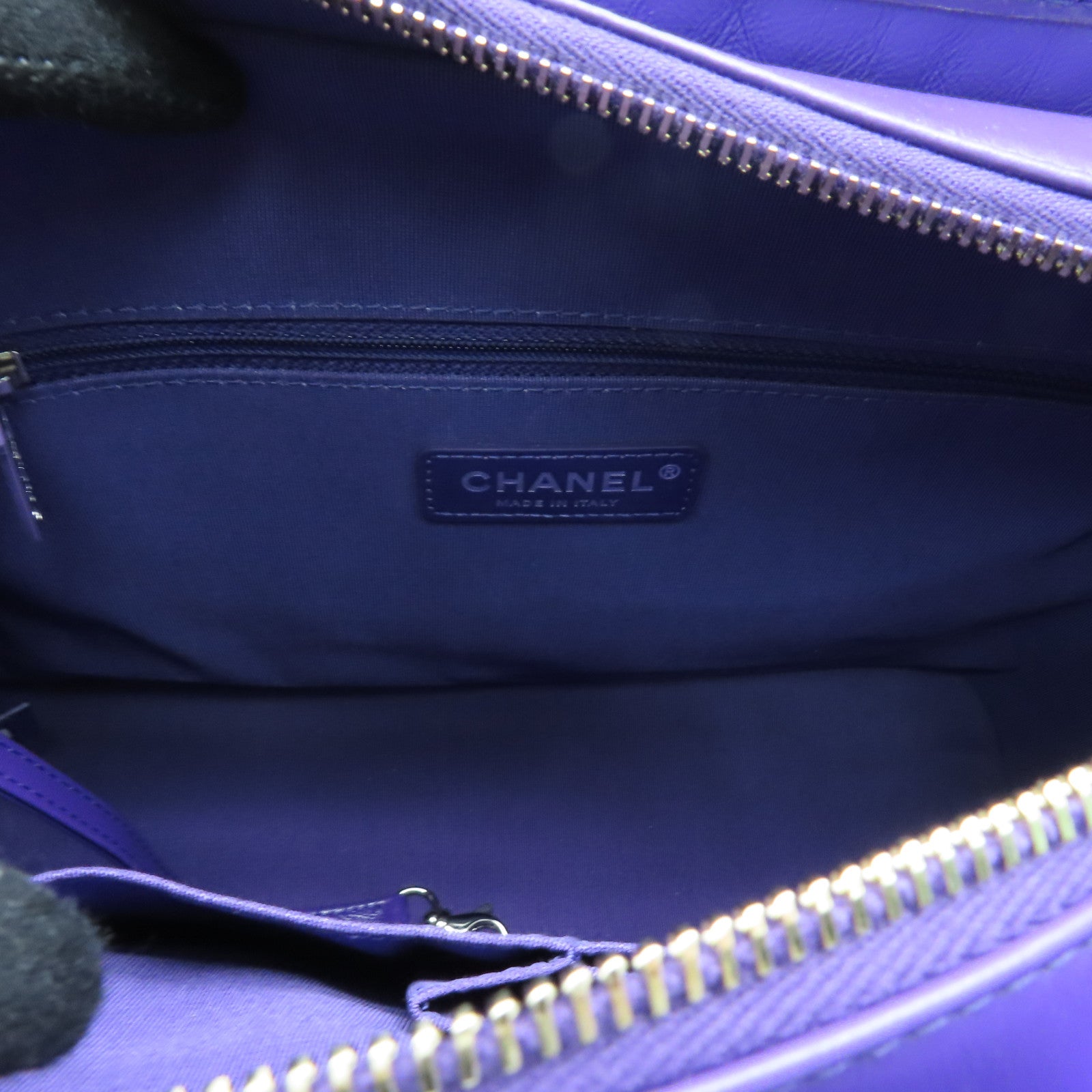 CHANEL 菱格牛皮皮革Gabrielle链带肩背袋紫色