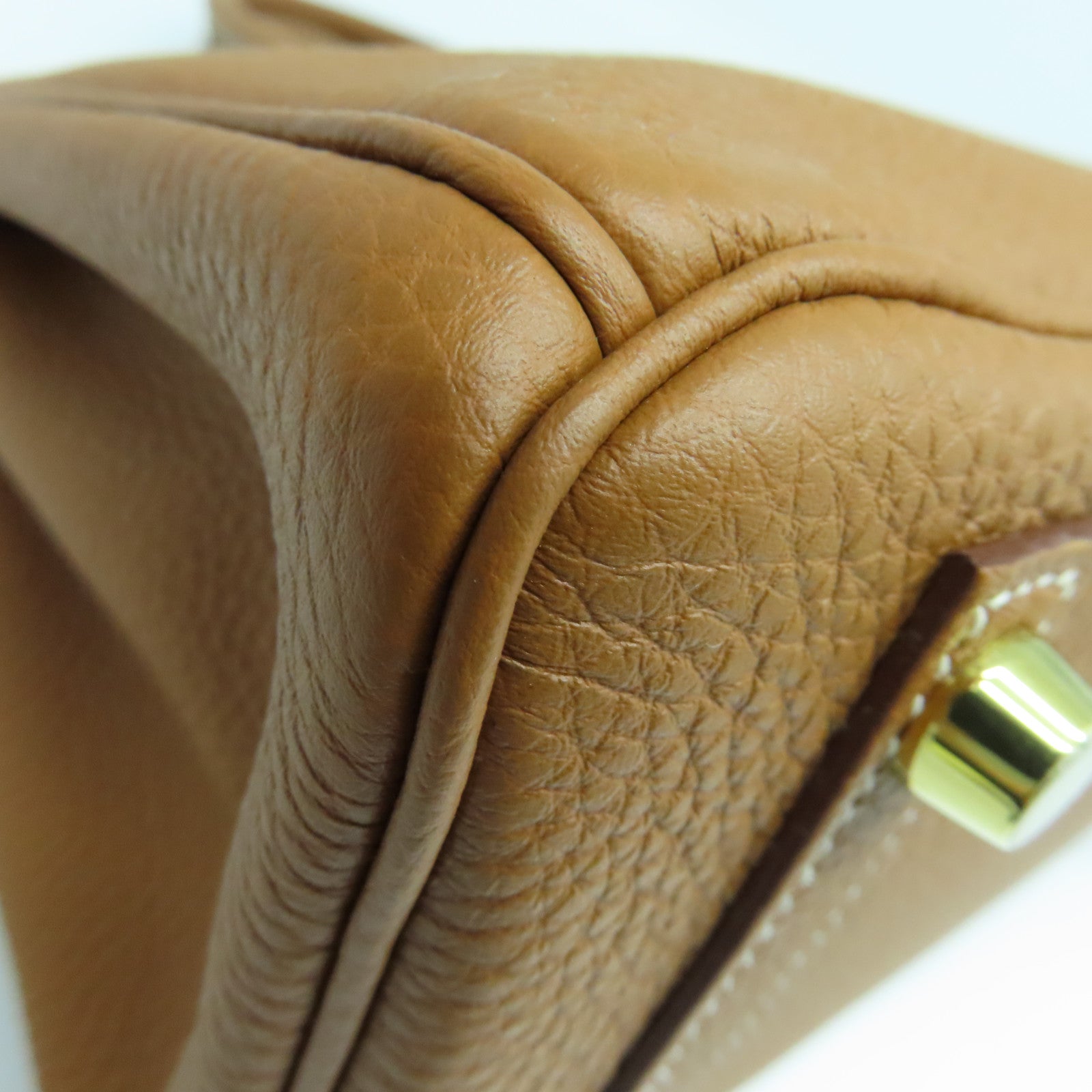 HERMES Clemence皮革Birkin 25金扣手挽袋Gold/啡色