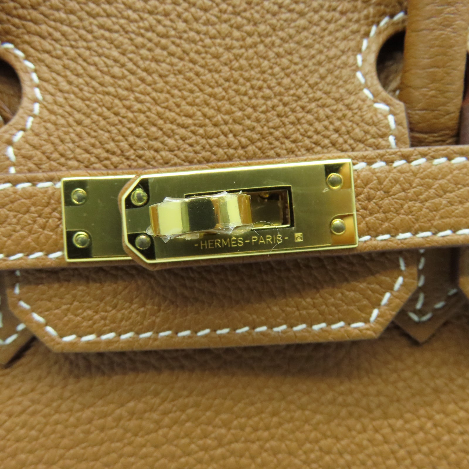 HERMES Clemence皮革Birkin 25金扣手挽袋Gold/啡色