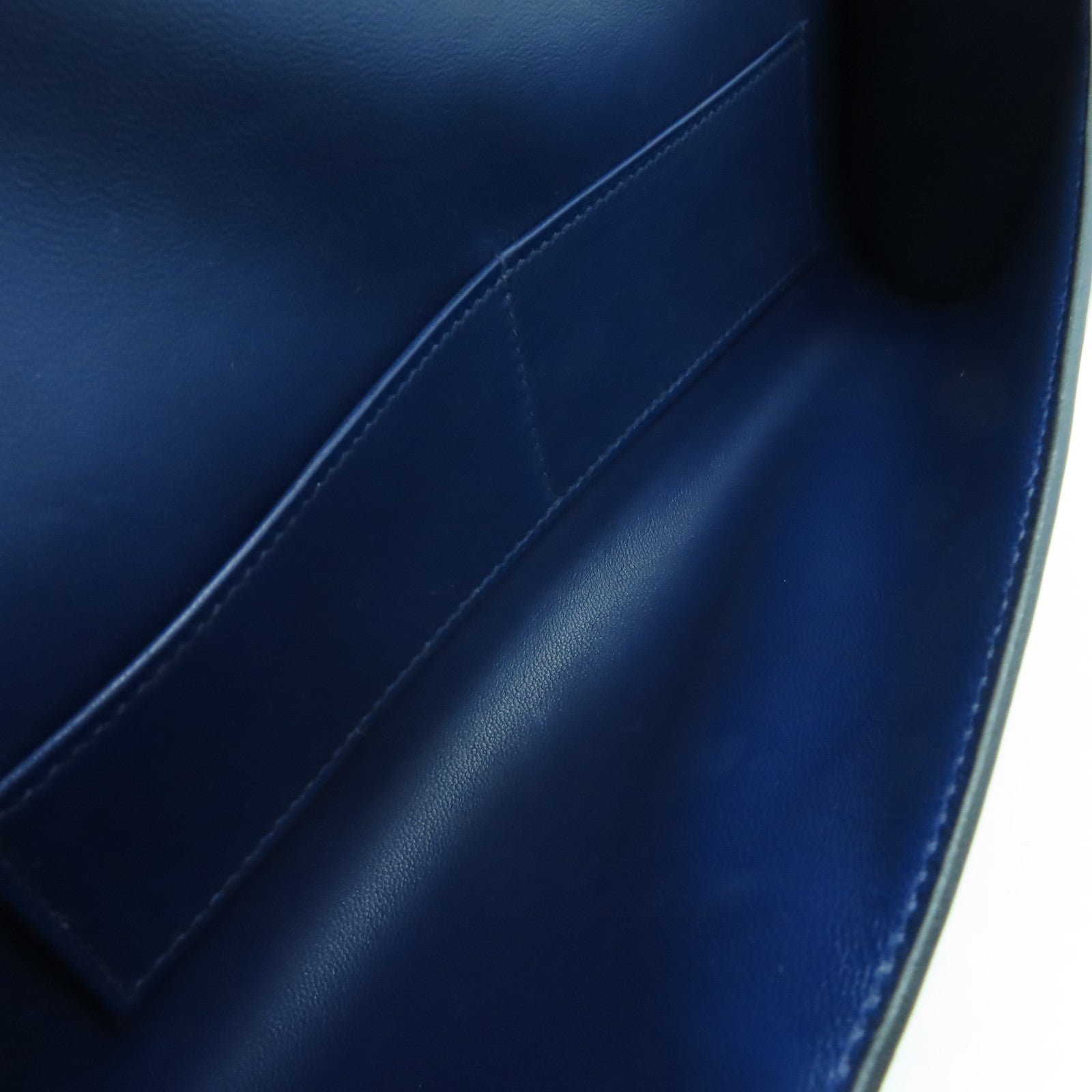 HERMES BoxCalfskin皮革Egee Clutch銀扣手拿包Navy深藍色