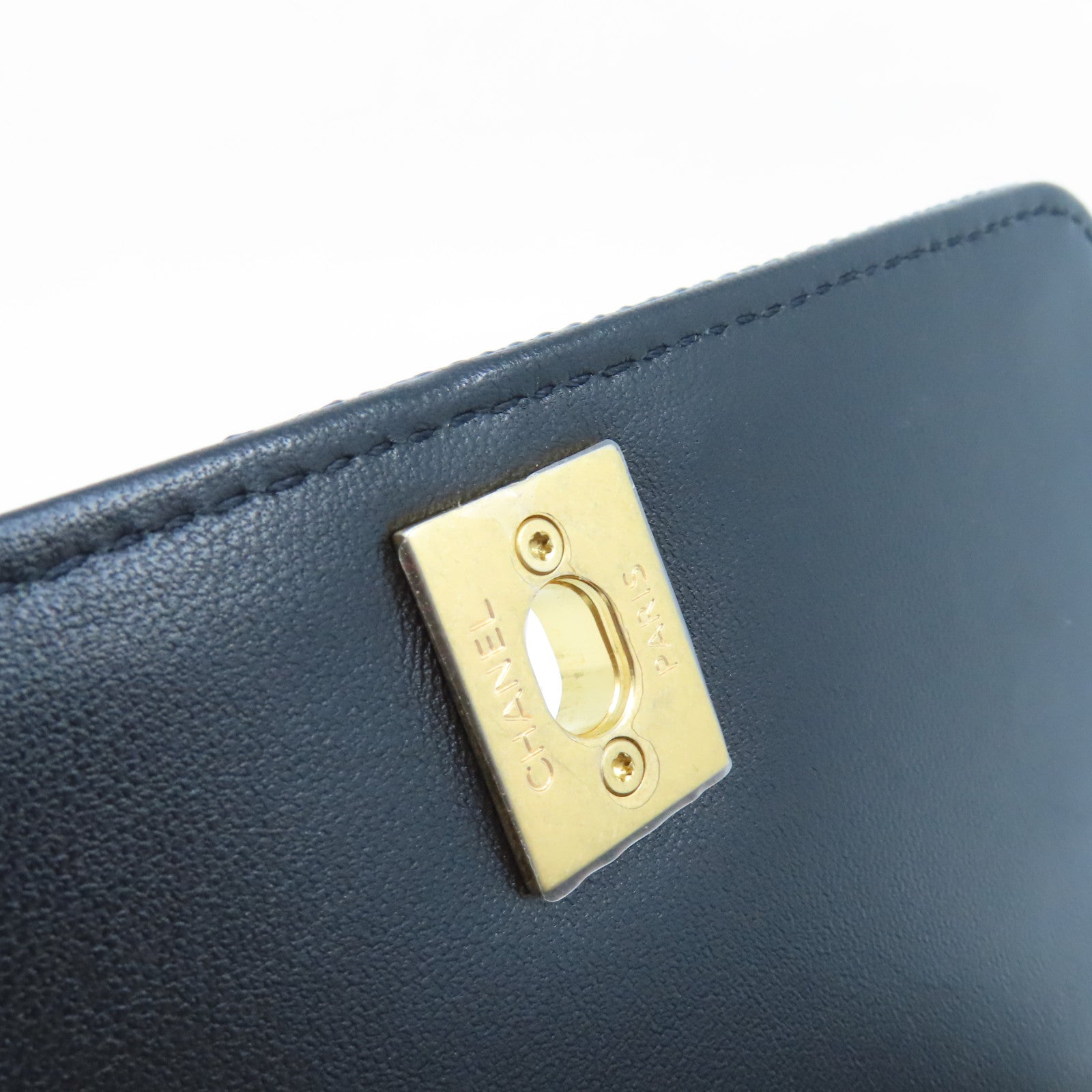 CHANEL 蜥蝪皮革Chain Shoulder Bag金扣鏈帶肩背袋銀黑色