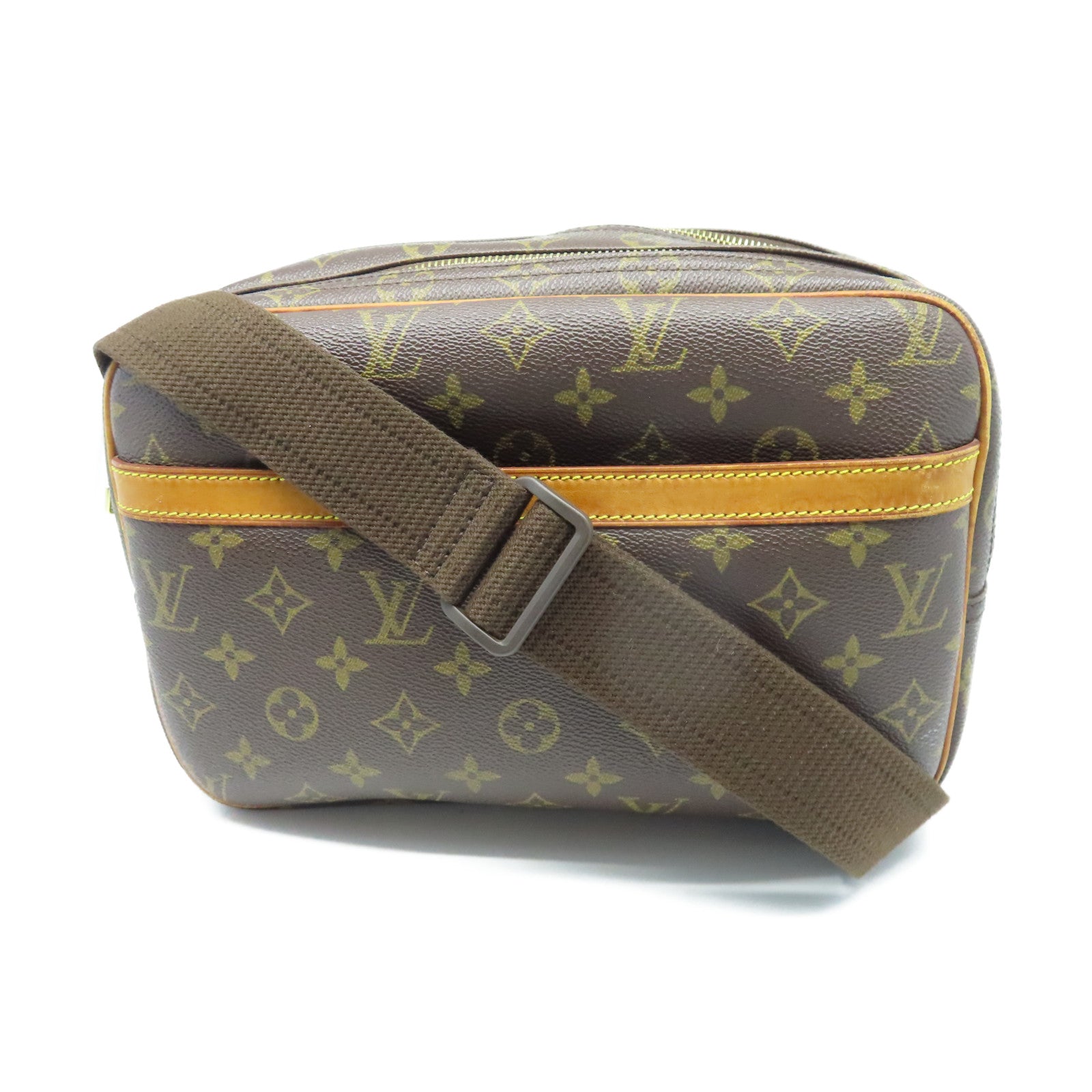 LOUIS VUITTON Monogram Reporter金扣肩背袋棕色