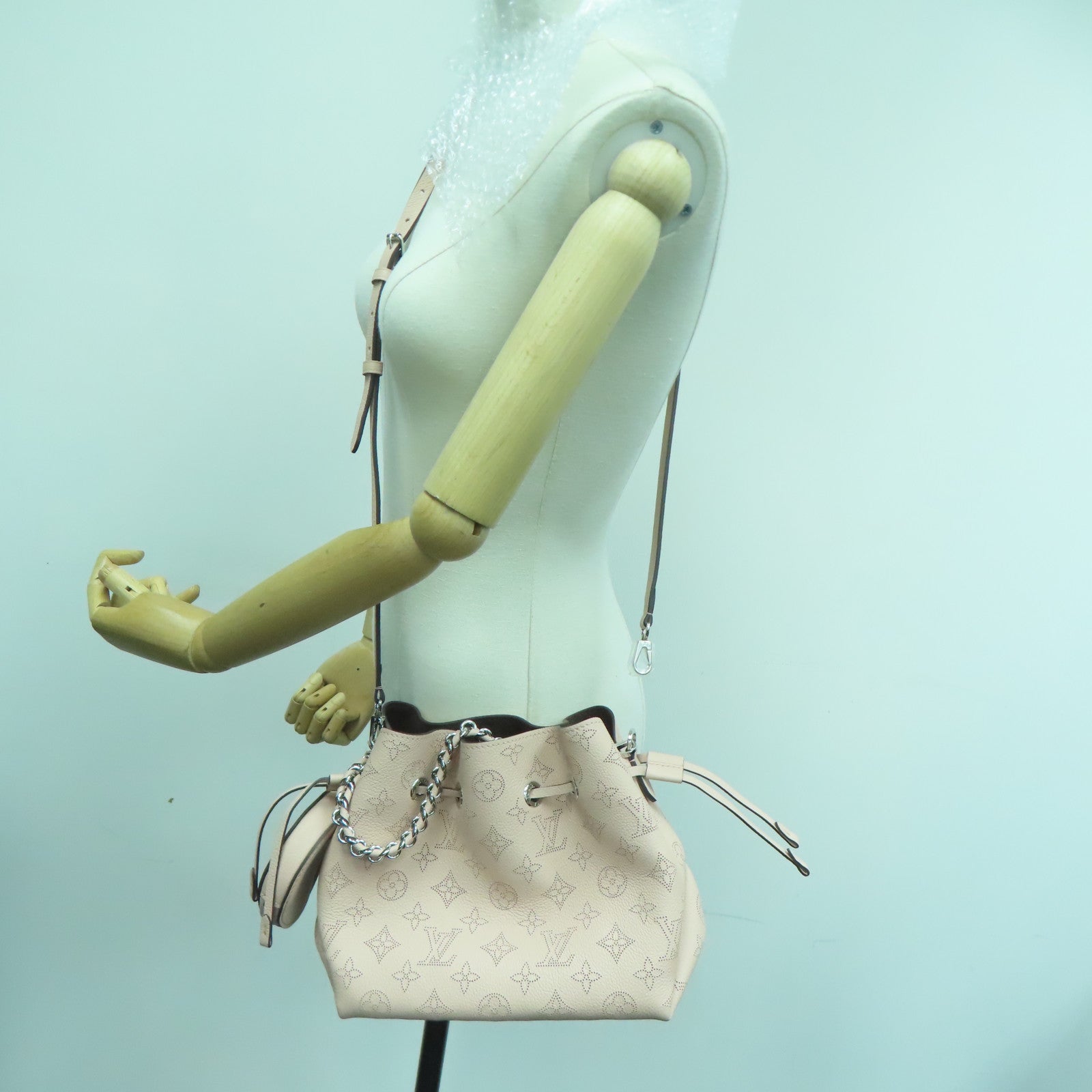 LOUIS VUITTON Mahina Bella銀扣手挽肩背兩用袋粉紅色