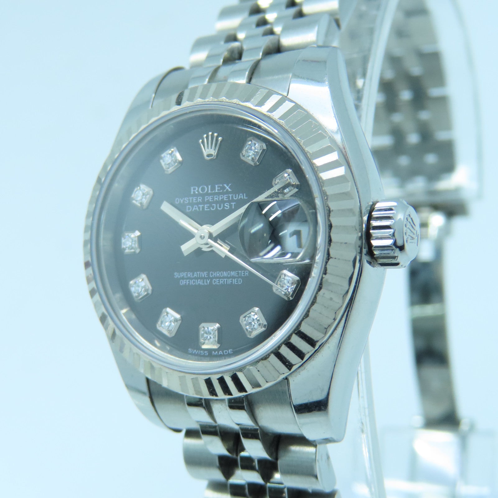 ROLEX Datejust18K白金/不锈钢手表自动机芯黑色