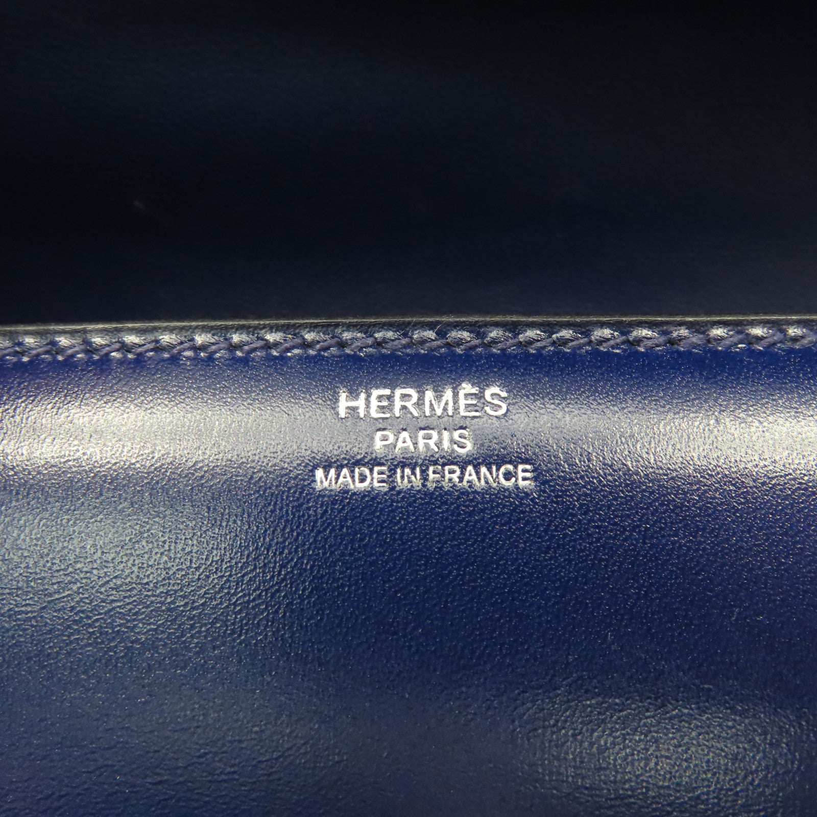 HERMES BoxCalfskin皮革Egee Clutch銀扣手拿包Navy深藍色