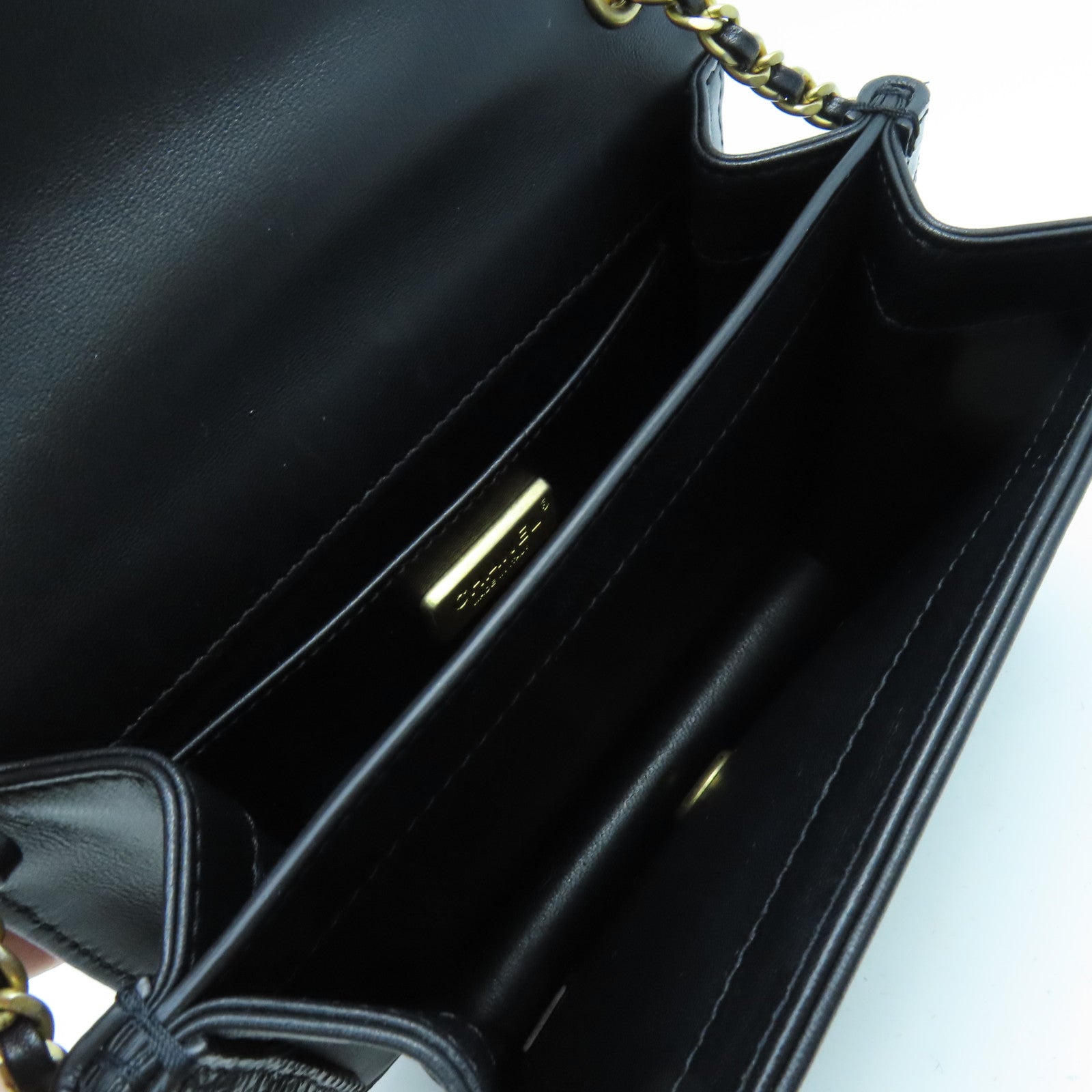 CHANEL 蜥蝪皮革Chain Shoulder Bag金扣鏈帶肩背袋銀黑色