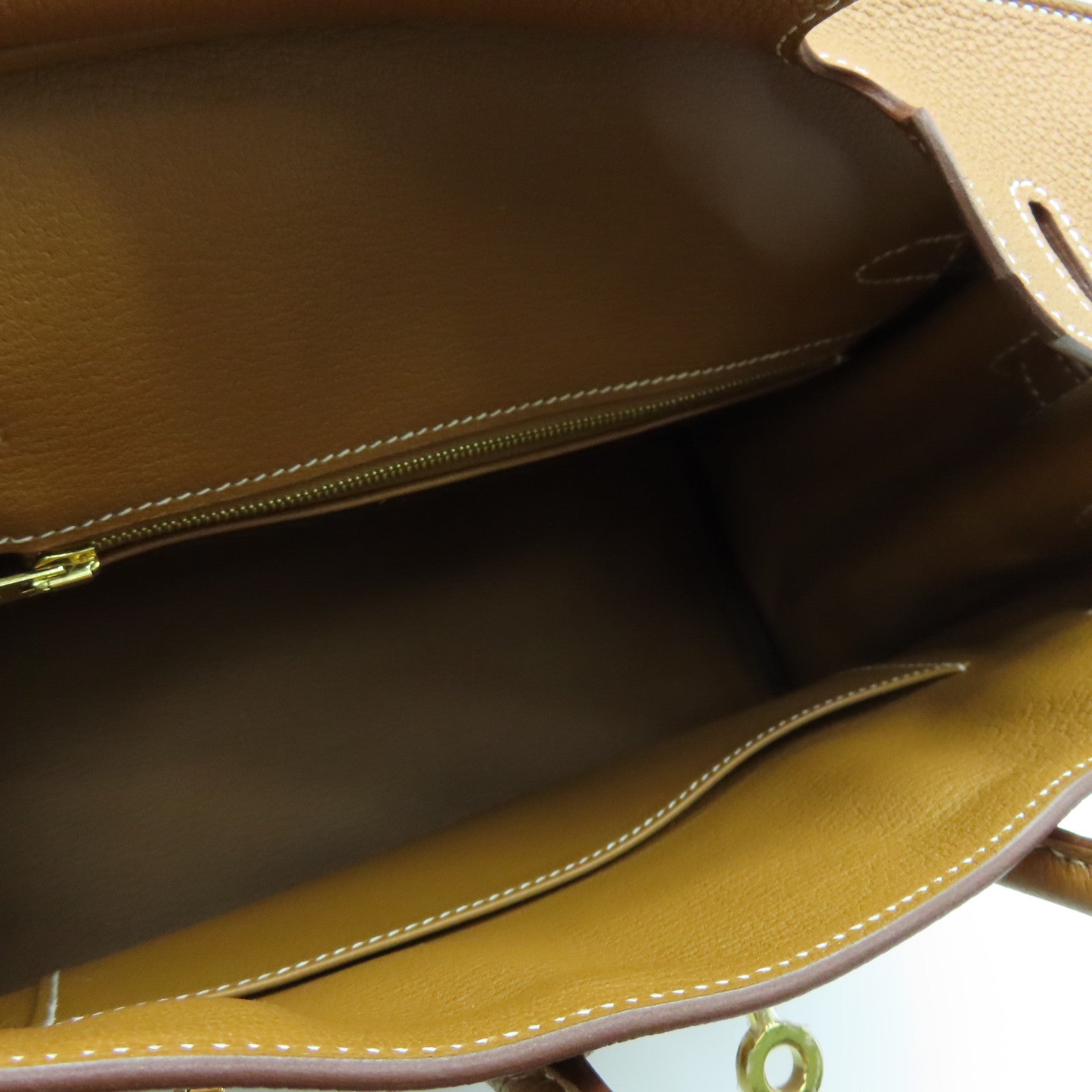 HERMES Clemence皮革Birkin 25金扣手挽袋Gold/啡色