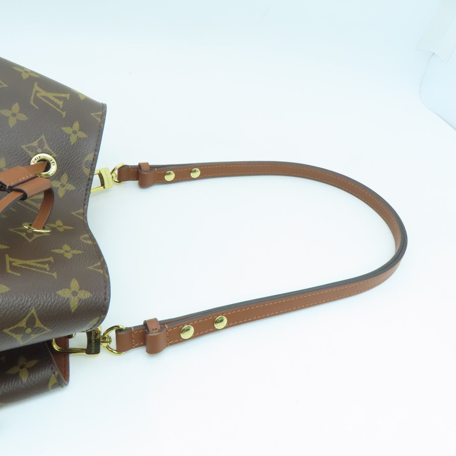 LOUIS VUITTON Monogram NoeNoe MM Gold Buckle Shoulder Bag Brown