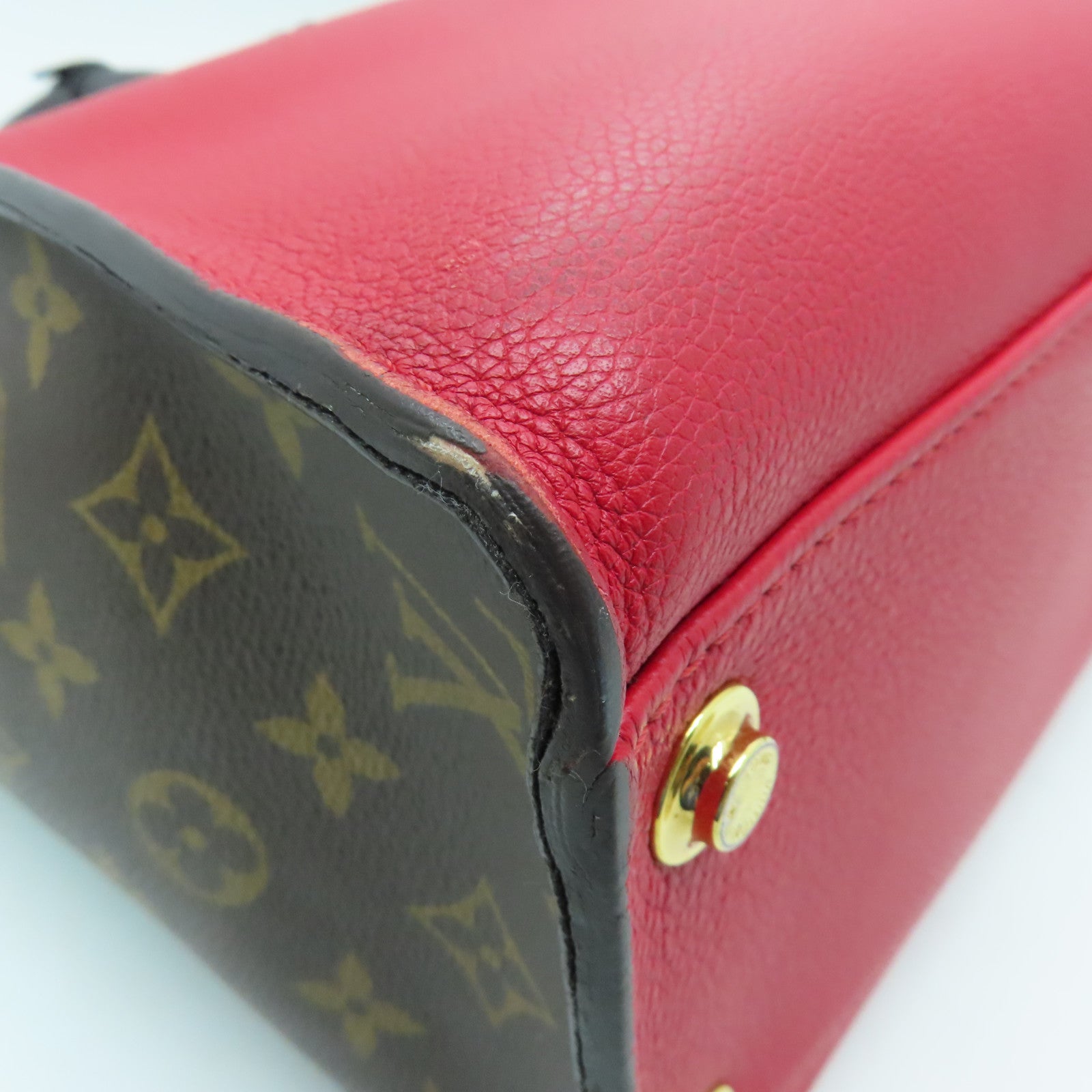 LOUIS VUITTON Monogram On My Side MM金扣肩背袋紅色/米色