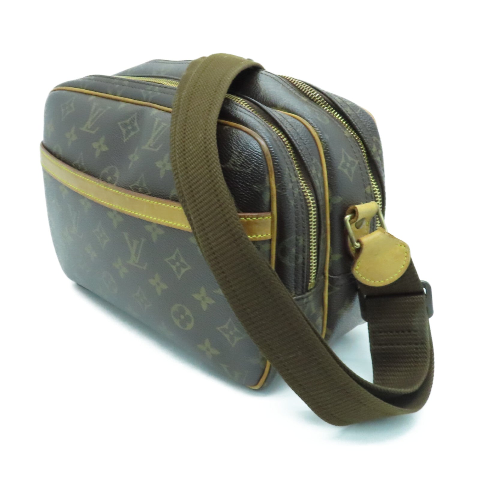 LOUIS VUITTON Monogram Reporter PM金扣肩背袋啡色
