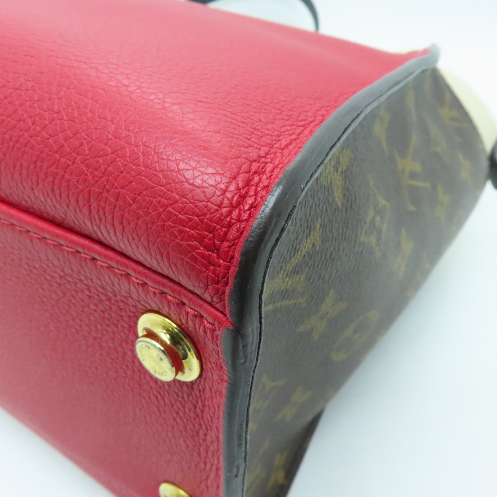 LOUIS VUITTON Monogram On My Side MM金扣肩背袋紅色/米色