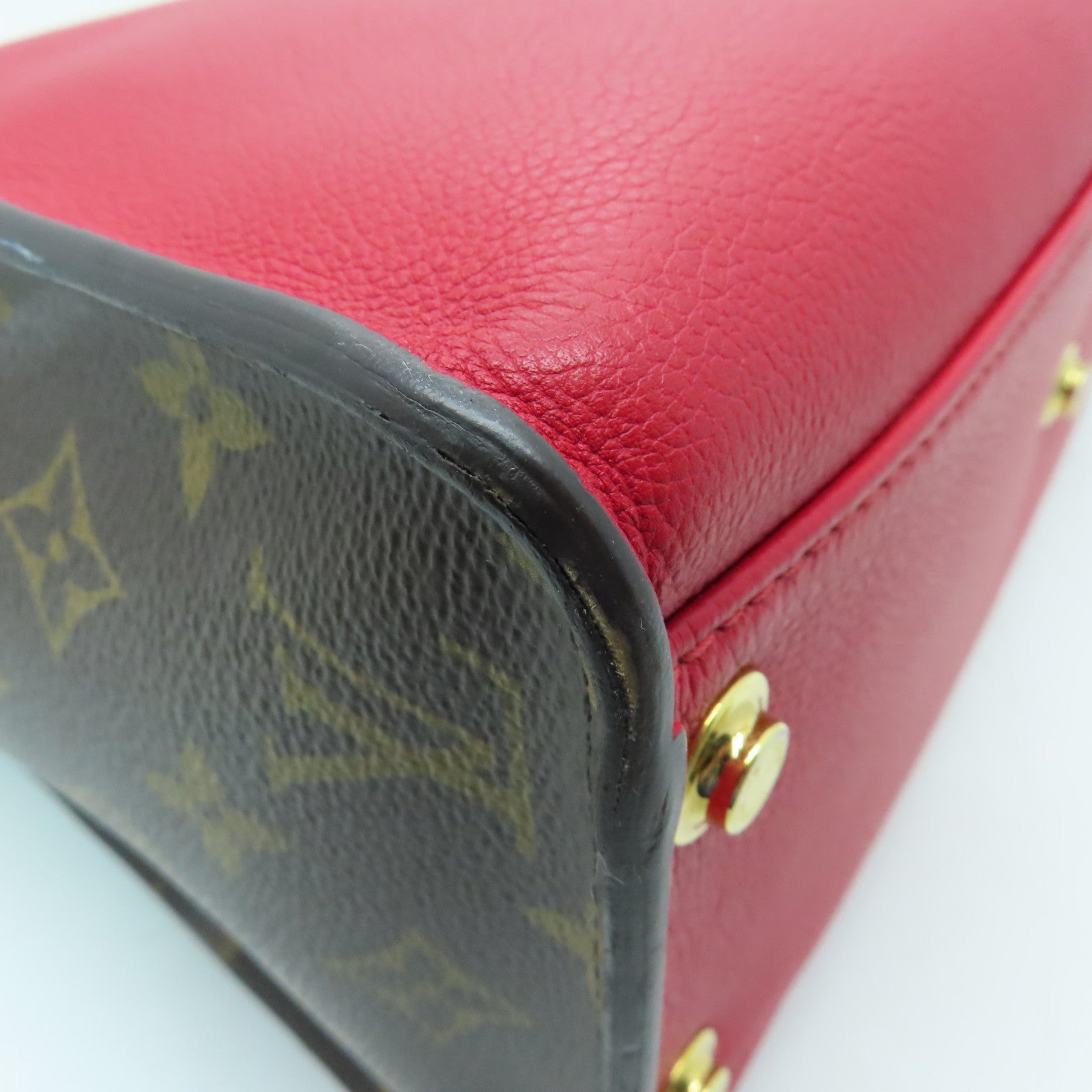 LOUIS VUITTON Monogram On My Side MM金扣肩背袋紅色/米色