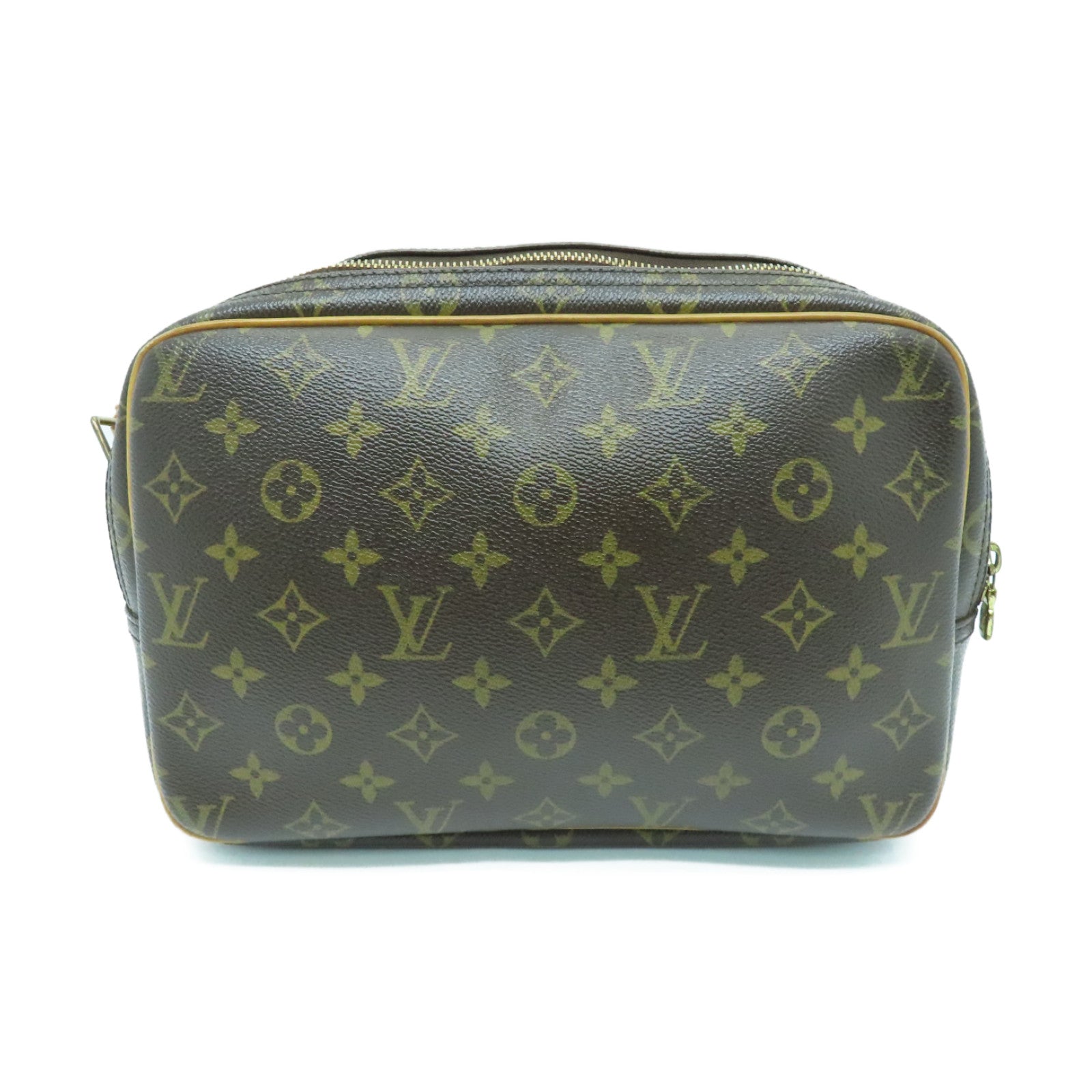 LOUIS VUITTON Monogram Reporter PM金扣肩背袋啡色