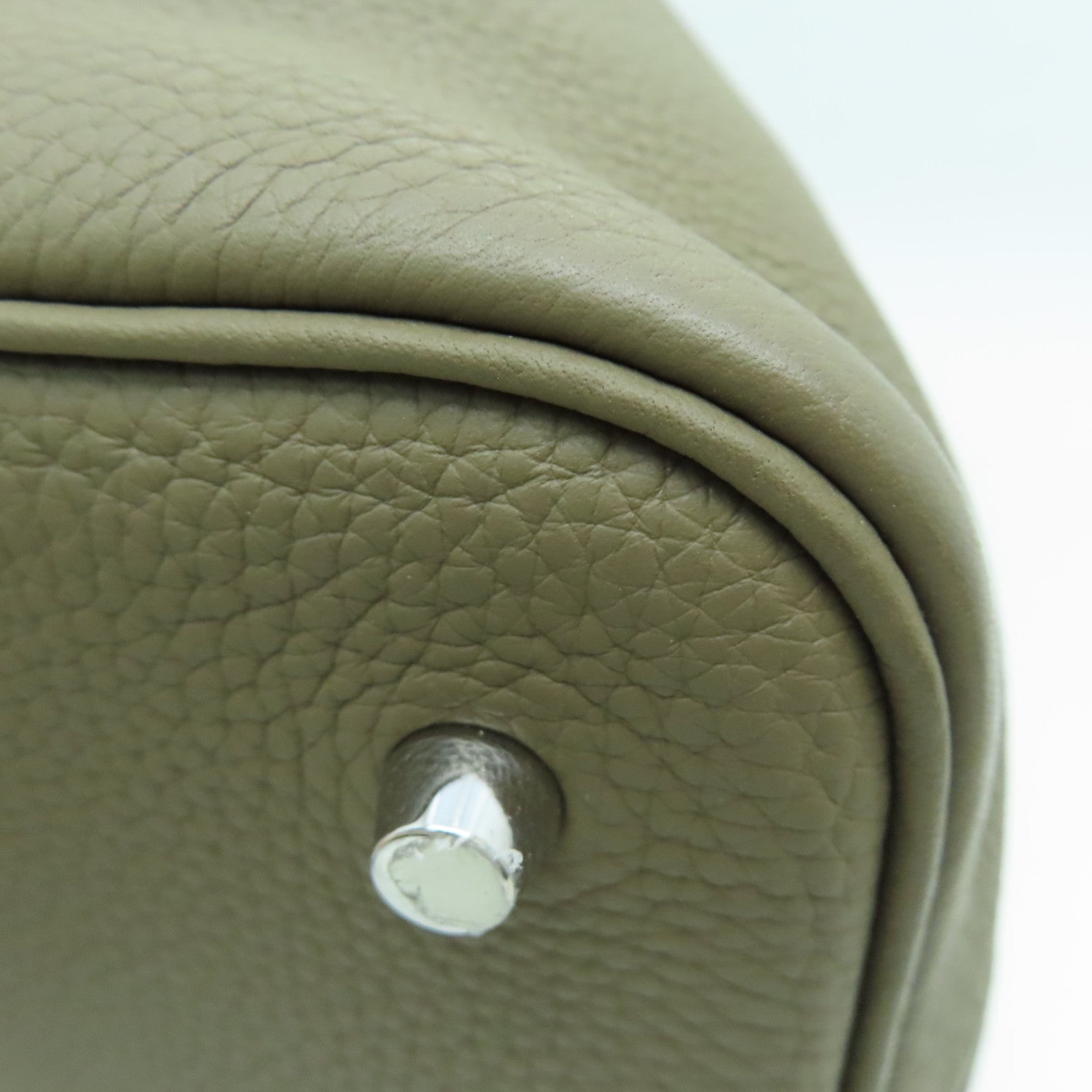 HERMES Clemence皮革Picotin MM Tote Bag银扣手挽袋大象色